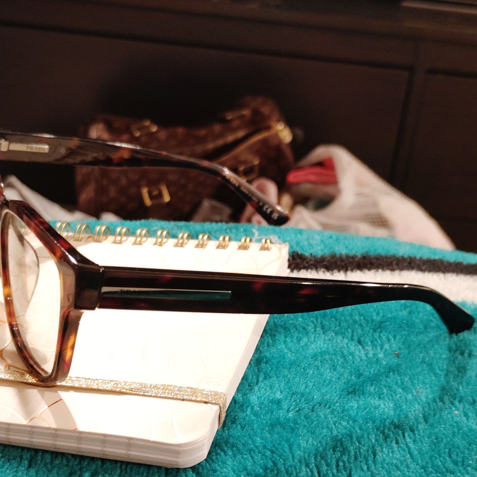 Prada Tortoise Shell Brown Square Full Rim Plastic Eyeglass Frames