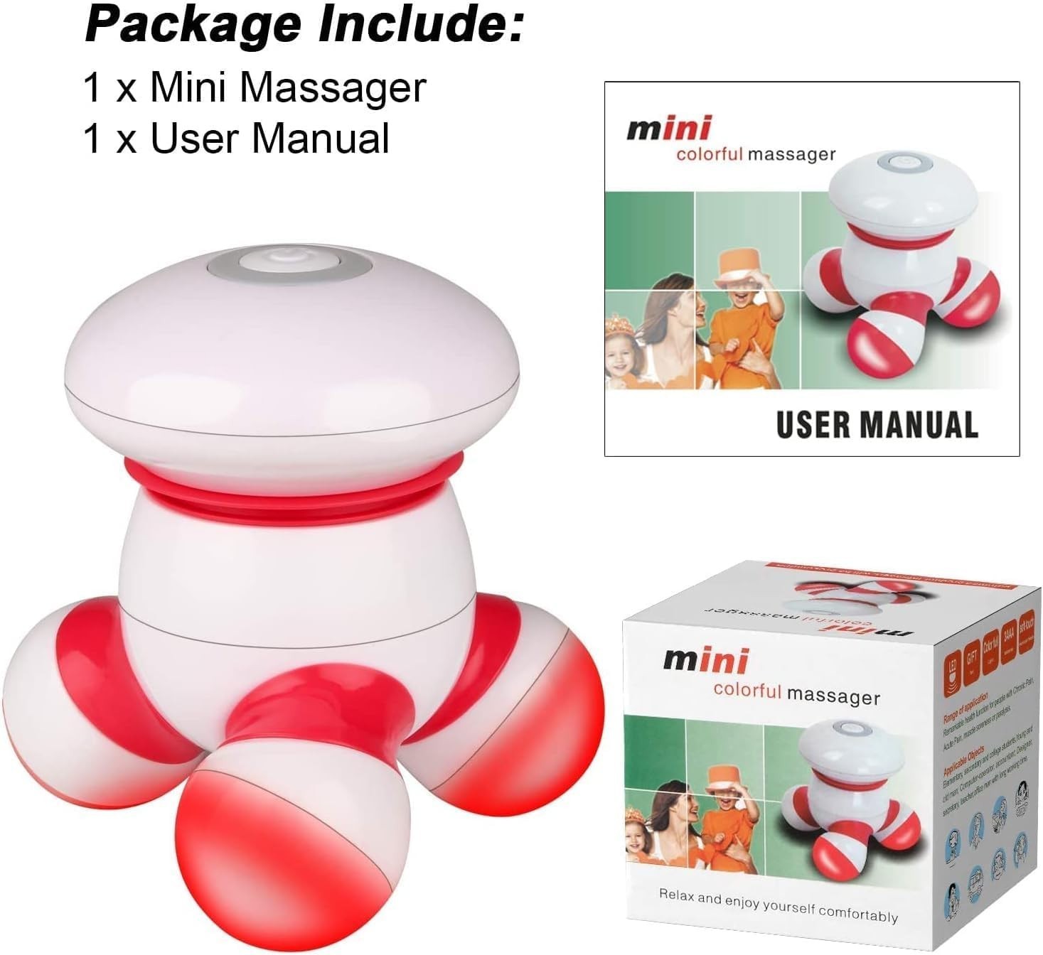 Battery Operated Handheld Massager with Colorful LED Lights for Muscle Therapy