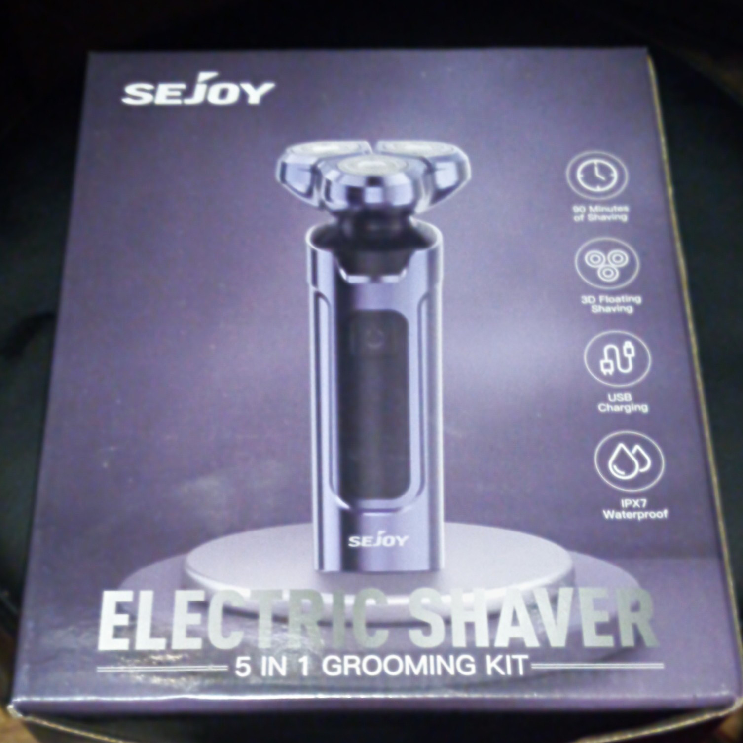 SEJOY X2 5-in-1 Electric Shaving Kit Black w/ Trimmer, Nose/Ear, Brushes