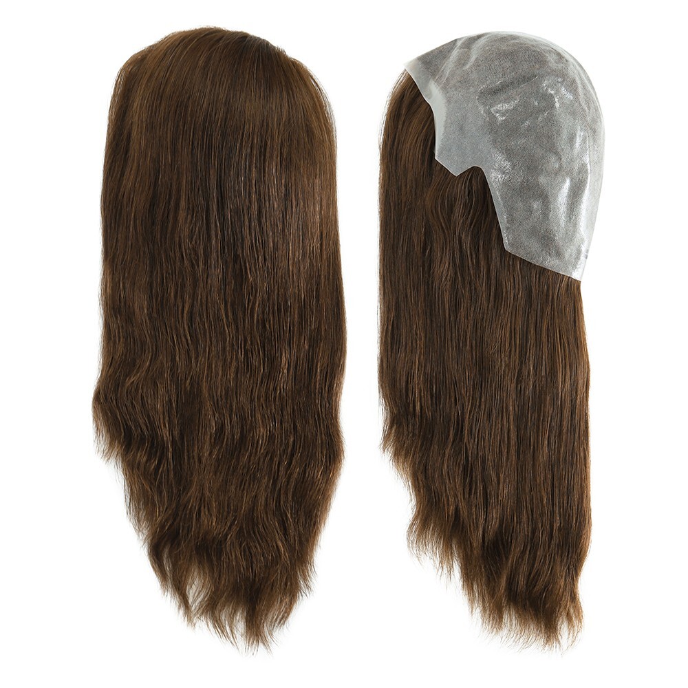 Women Chinese Culticle Remy Hair Full Thin Skin Wigs Human Hair Medium Size 14”