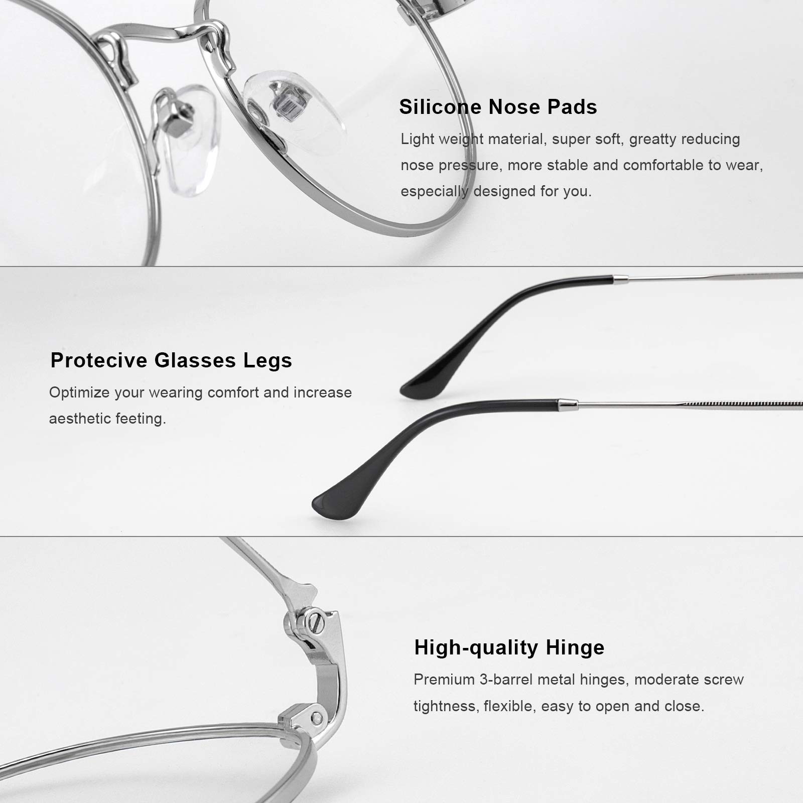 RB.Pilot Reading Glasses Silver/Black 48mm 3.0x