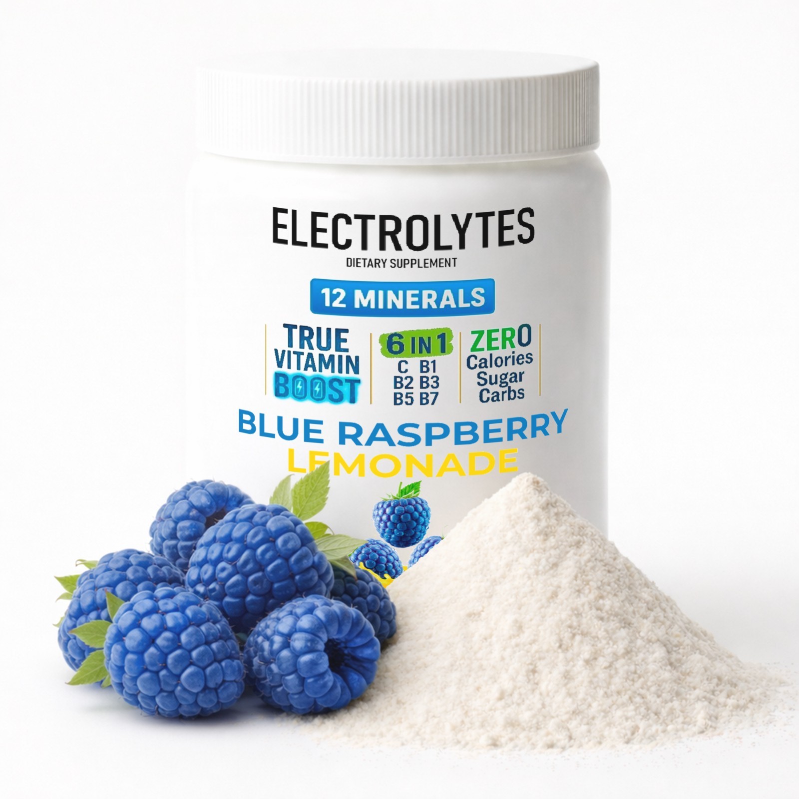 Electrolyte Complex Hydration Powder | 12 Minerals + 6 Vitamins | Blue Raspberry
