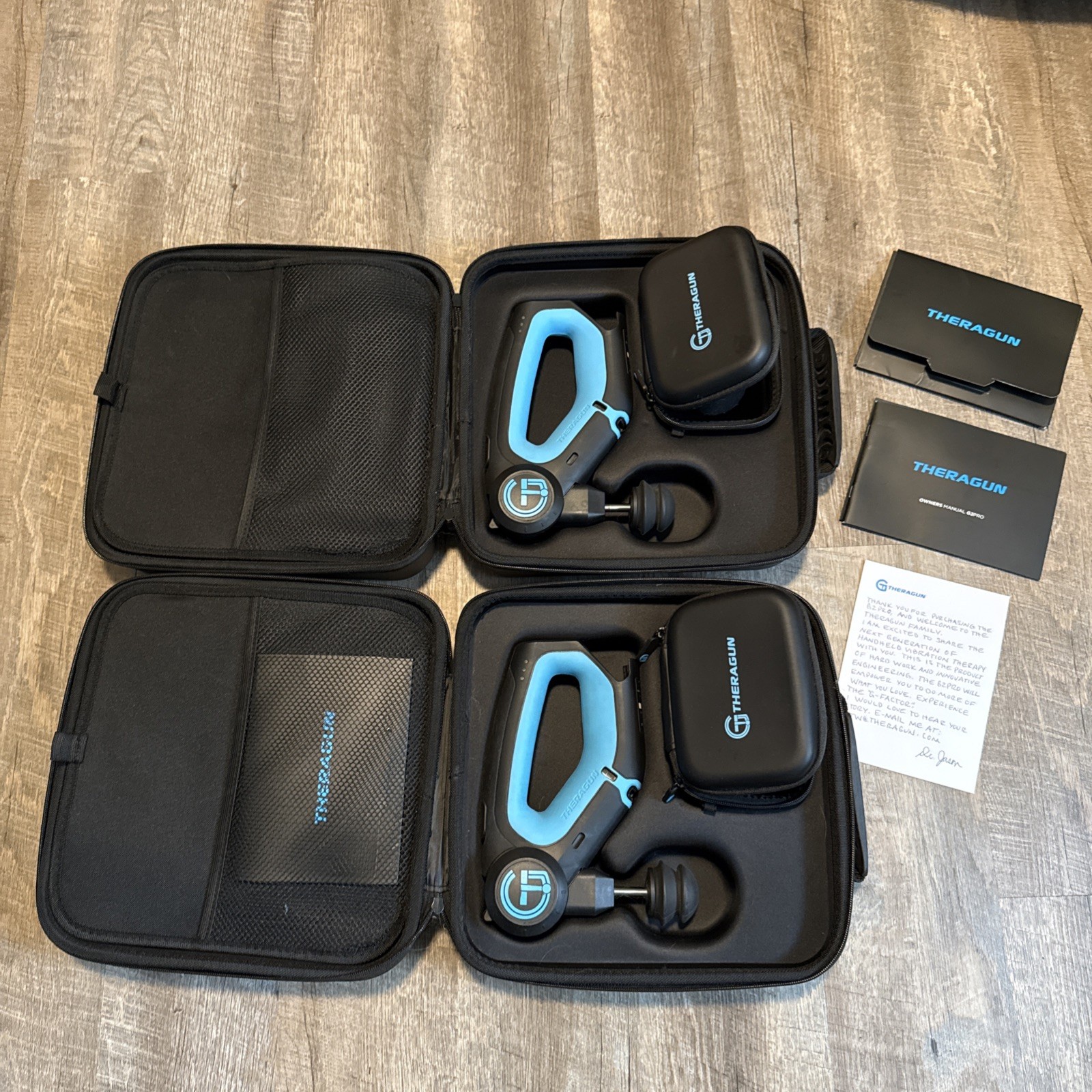 2 Theragun G2PRO Percussive Massage Gun – Set w/ 4 Batteries 1 Charger Preowned
