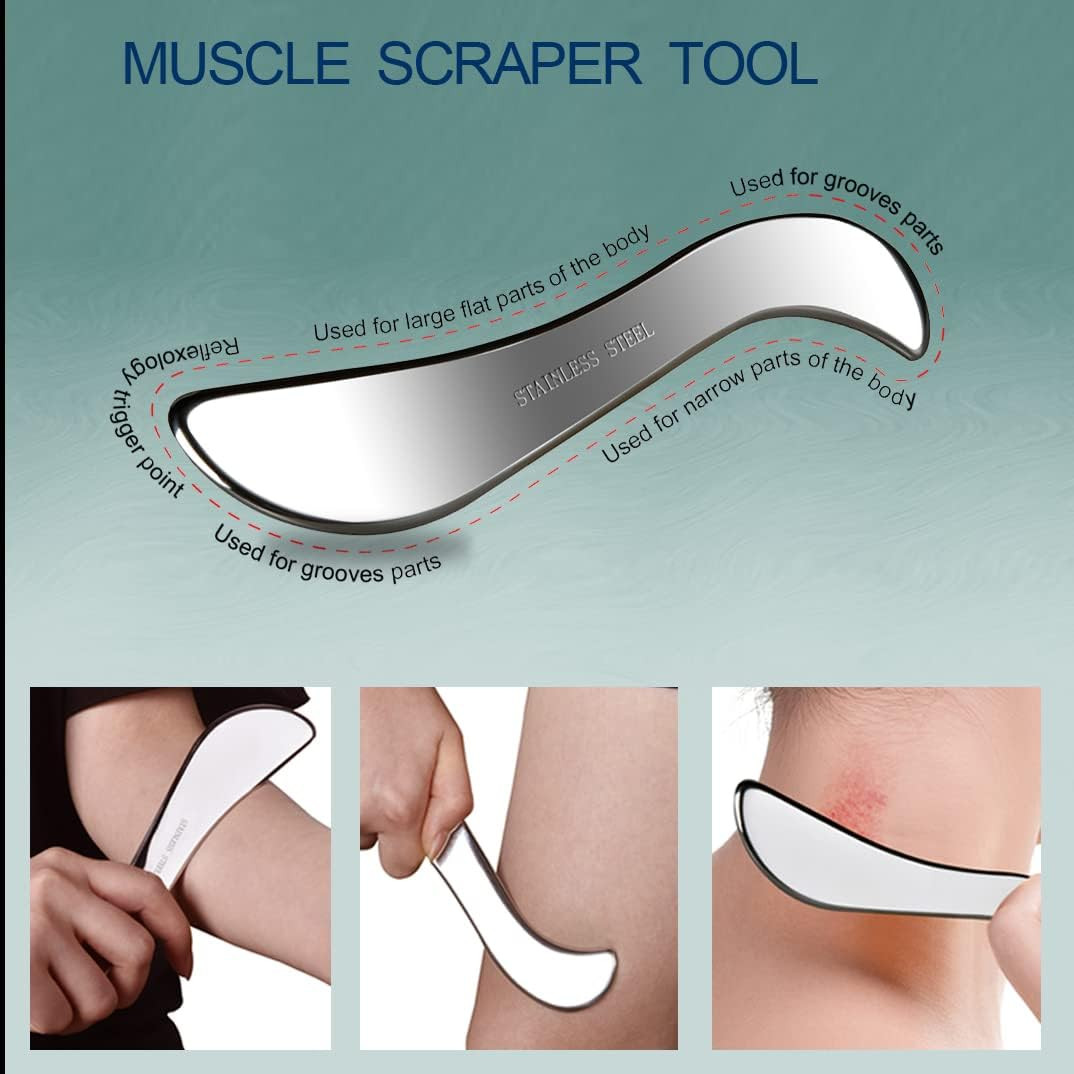 -3 in 1 Stainless Steel-304 Muscle Scraper Tools Set,Scraping Massage Tools for