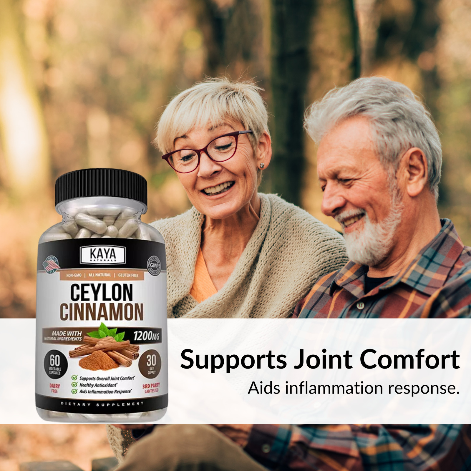 True Organic Ceylon Cinnamon Capsules 1200mg Highest Potency Blood Sugar Support