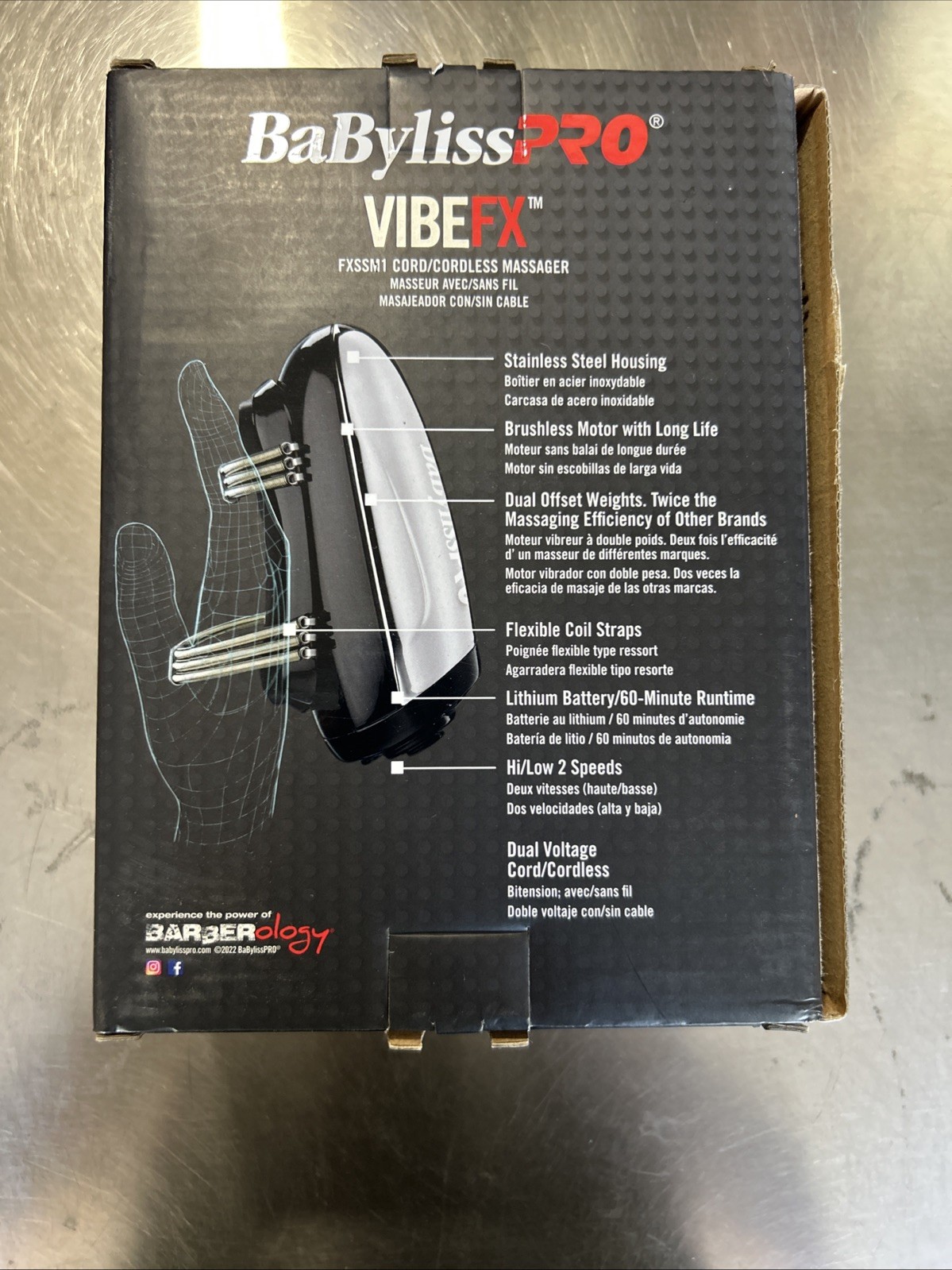 BaBylissPRO VIBEFX FXSSM1 Cordless Handheld Massager Black/Silver