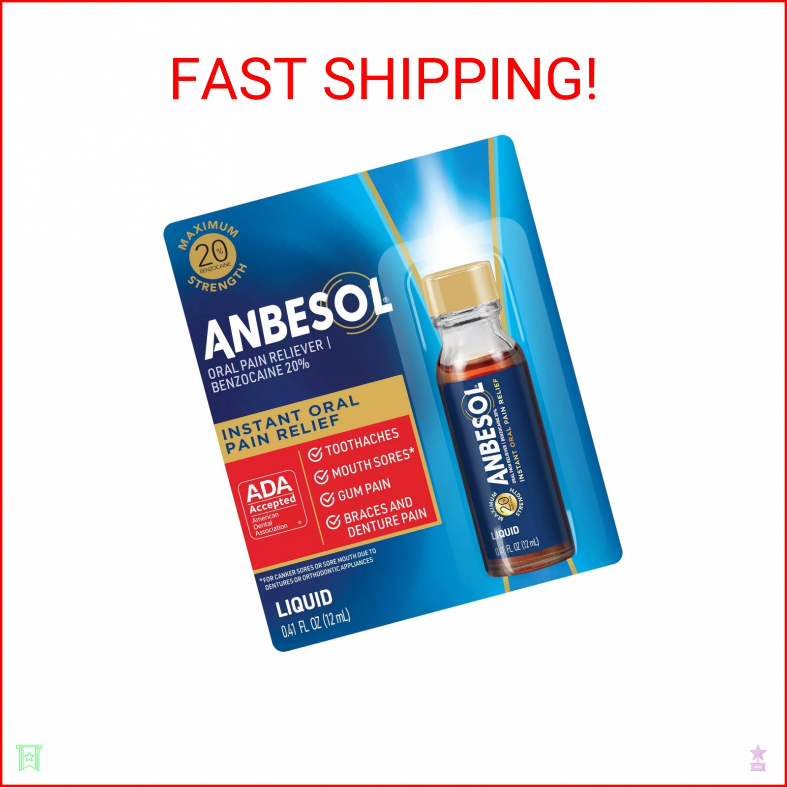Anbesol Liquid Maximum Strength, 0.41 Fl Oz