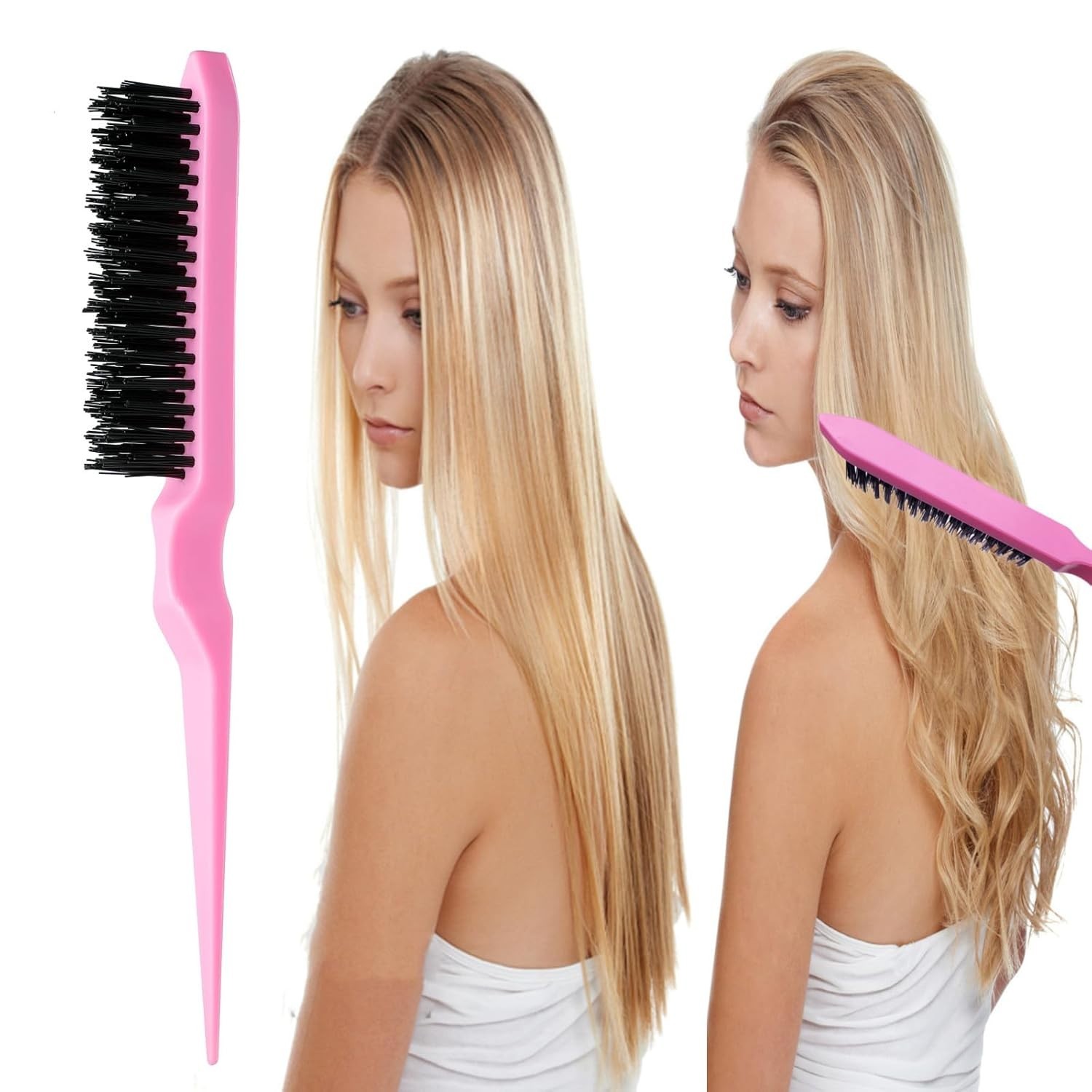 8Pcs Hair Brushes Set with 4Pcs Topsy Hair Tail Tools 1Pcs Bristle Teasing Ha