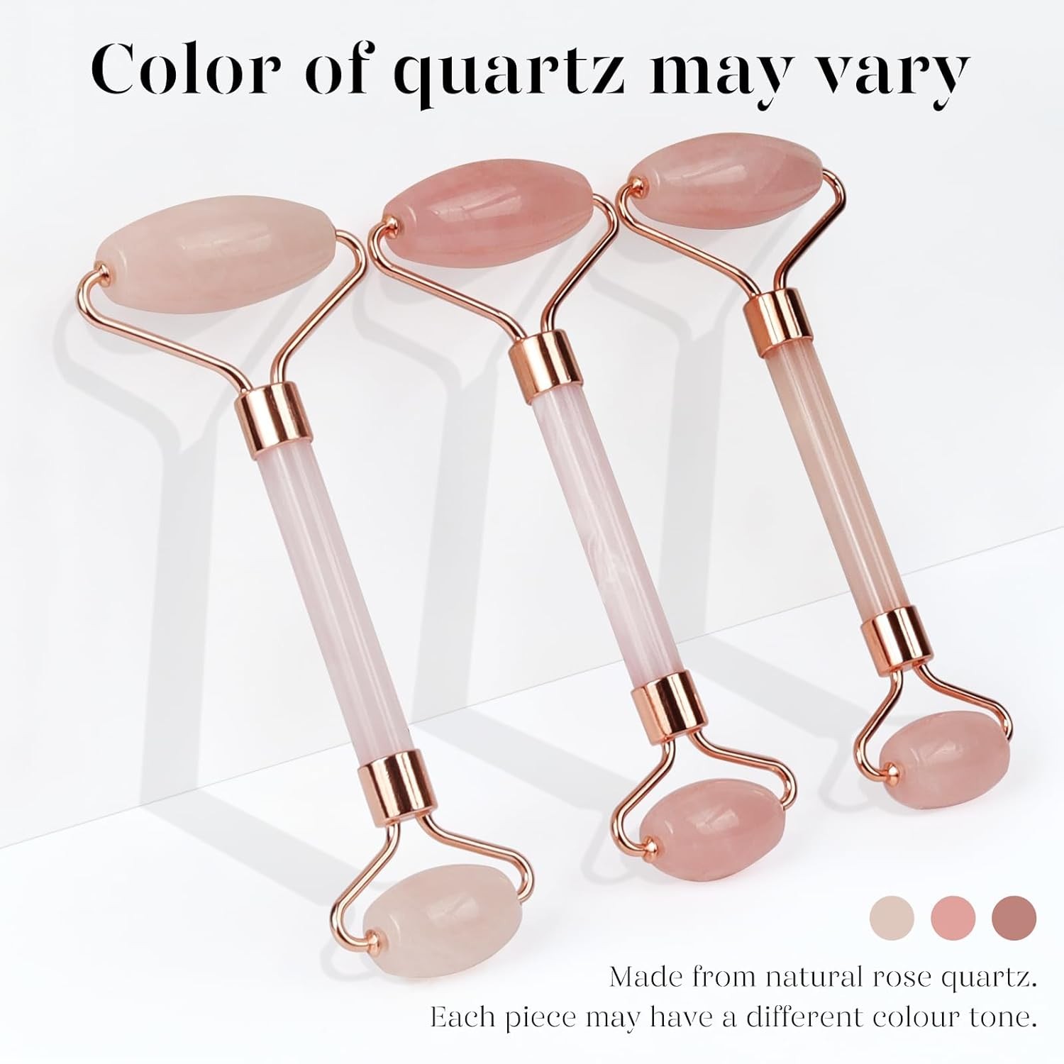 BAIMEI IcyMe Rose Quartz Roller & Gua Sha Set, Cooling Face Roller for Depuffing