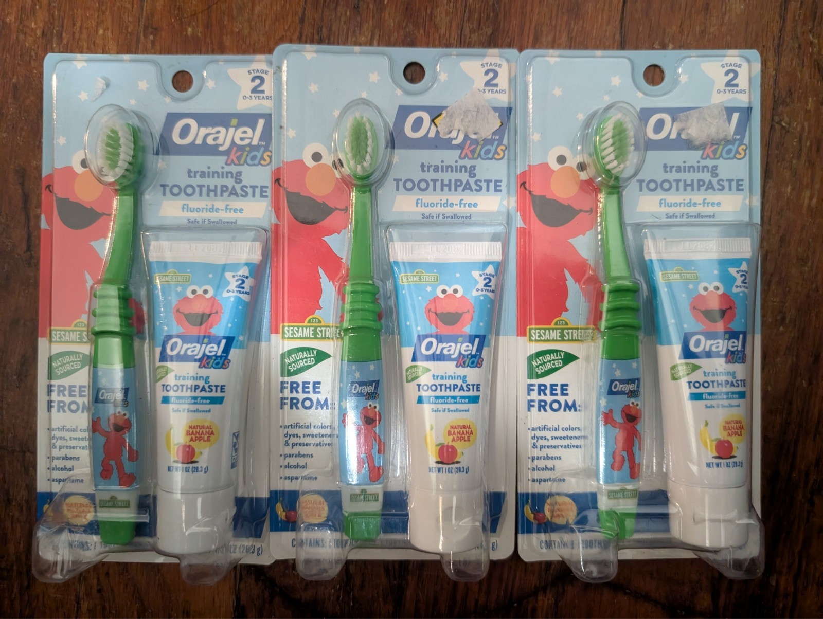 3 New Orajel Kids Training Toothpaste & Toothbrush (0-3 years) Stage 2