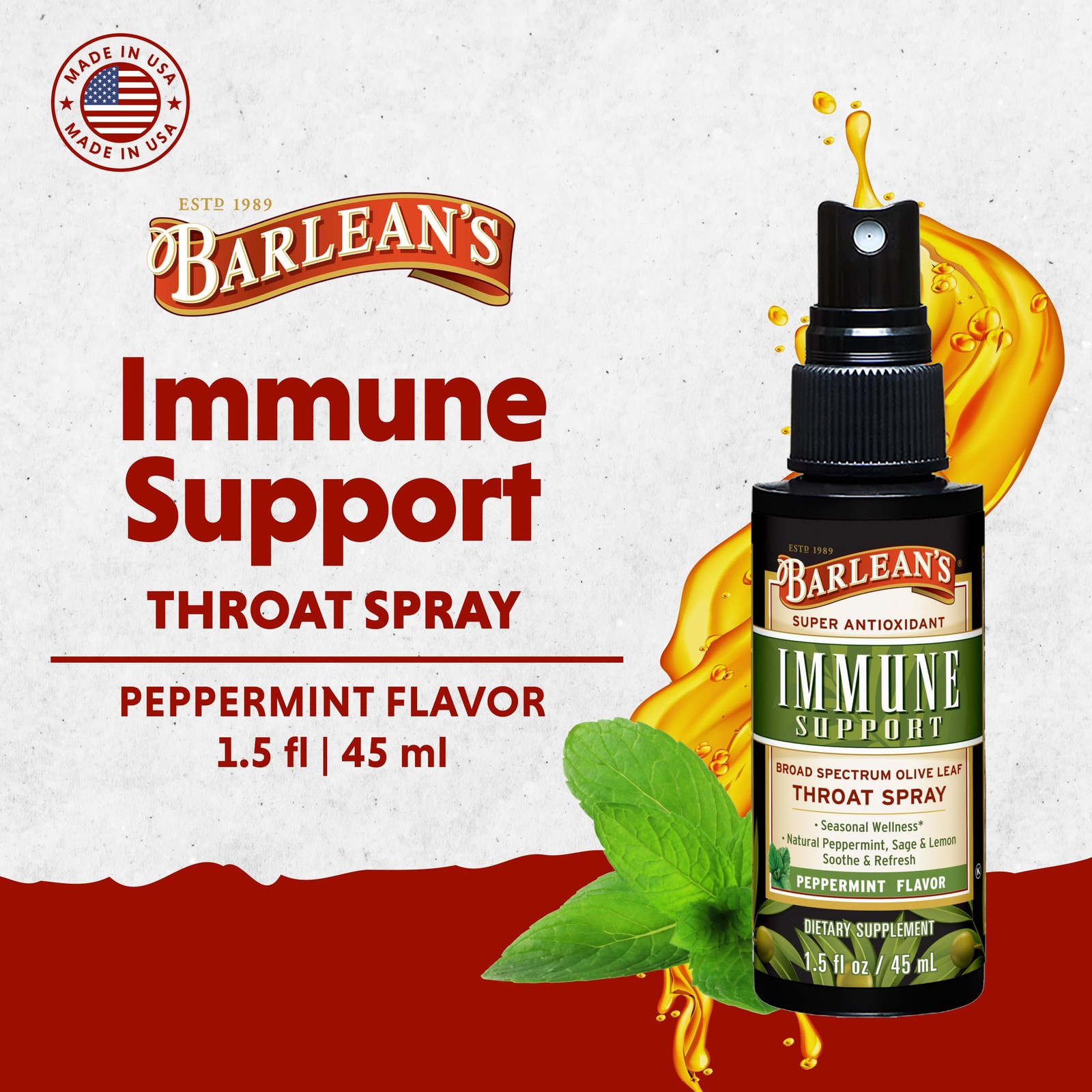 Barlean’s Olive Leaf Complex Throat Spray, 1.5 Ounce (Pack of 1), Default
