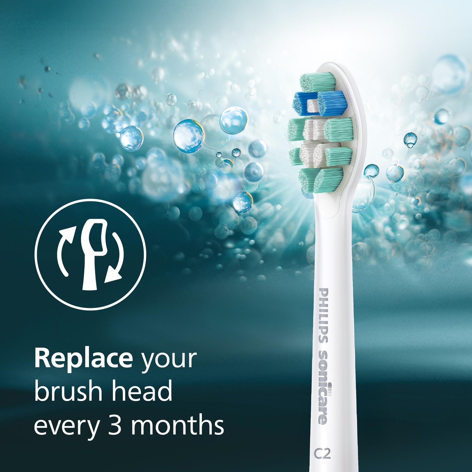 C2 Plaque Control – Genuine Replacement Electric Toothbrush Heads, White, 3 P…