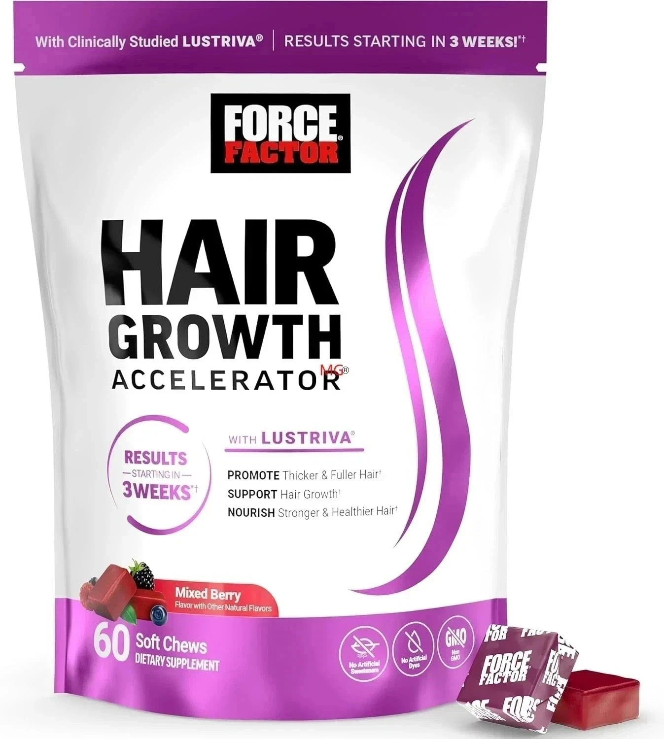 Force Factor Hair Growth Accelerator Soft Chews, Hair Growth Vitamins For Women