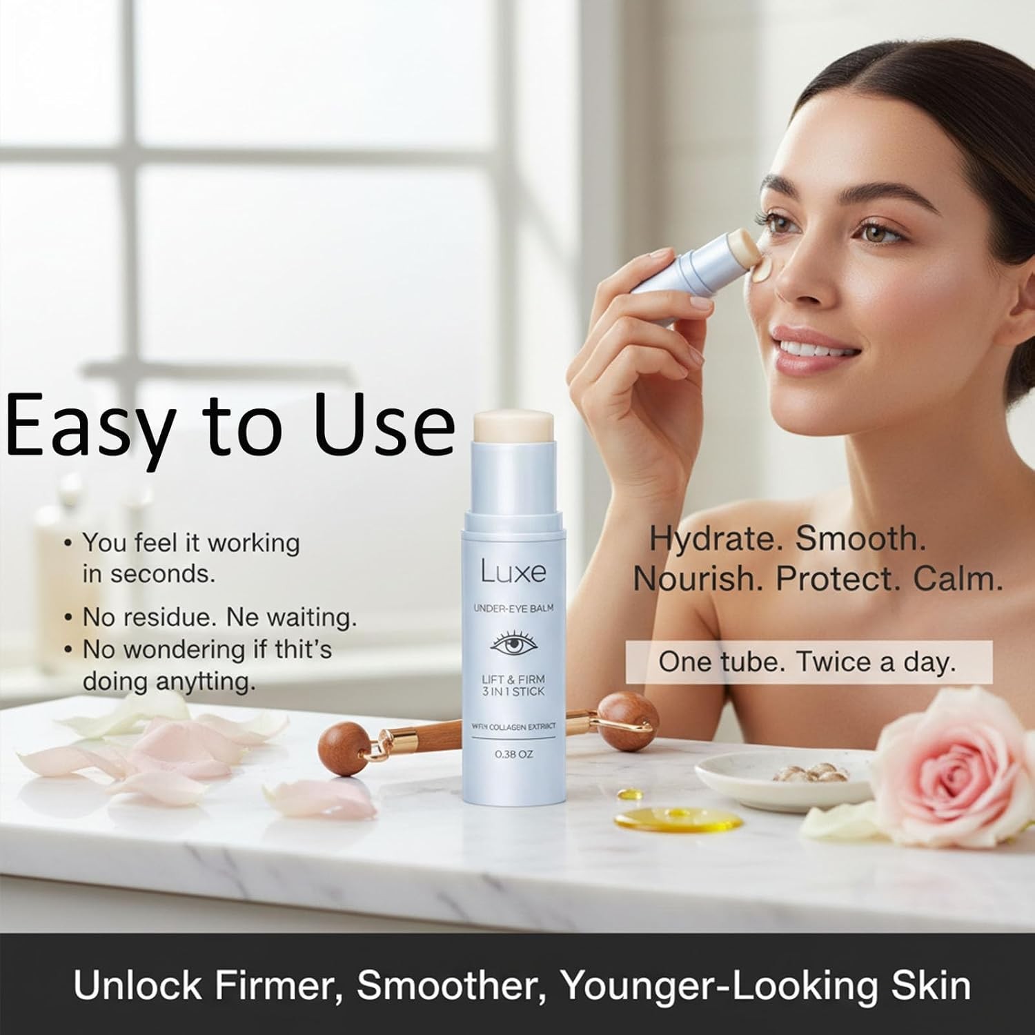 Korean Under Eye Balm Stick, Collagen Hydrating, Firming for Fine Lines