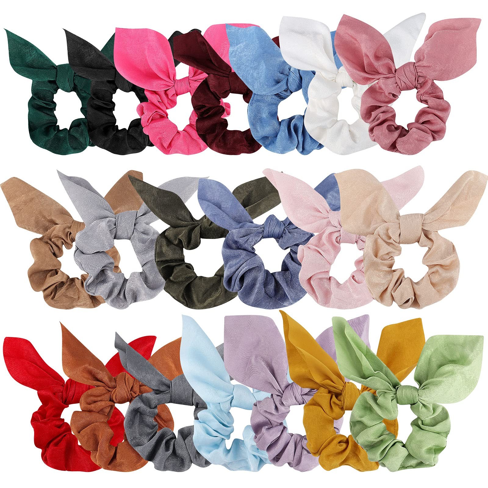 ACO-UINT 20 Pack Satin Scrunchies for 20 Count (Pack of 1), multi-colored4