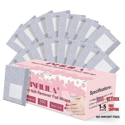 Nail Foil – 300PCS Foil Nail Wraps Gel Nail Polish Remover Foil 300 Piece Set