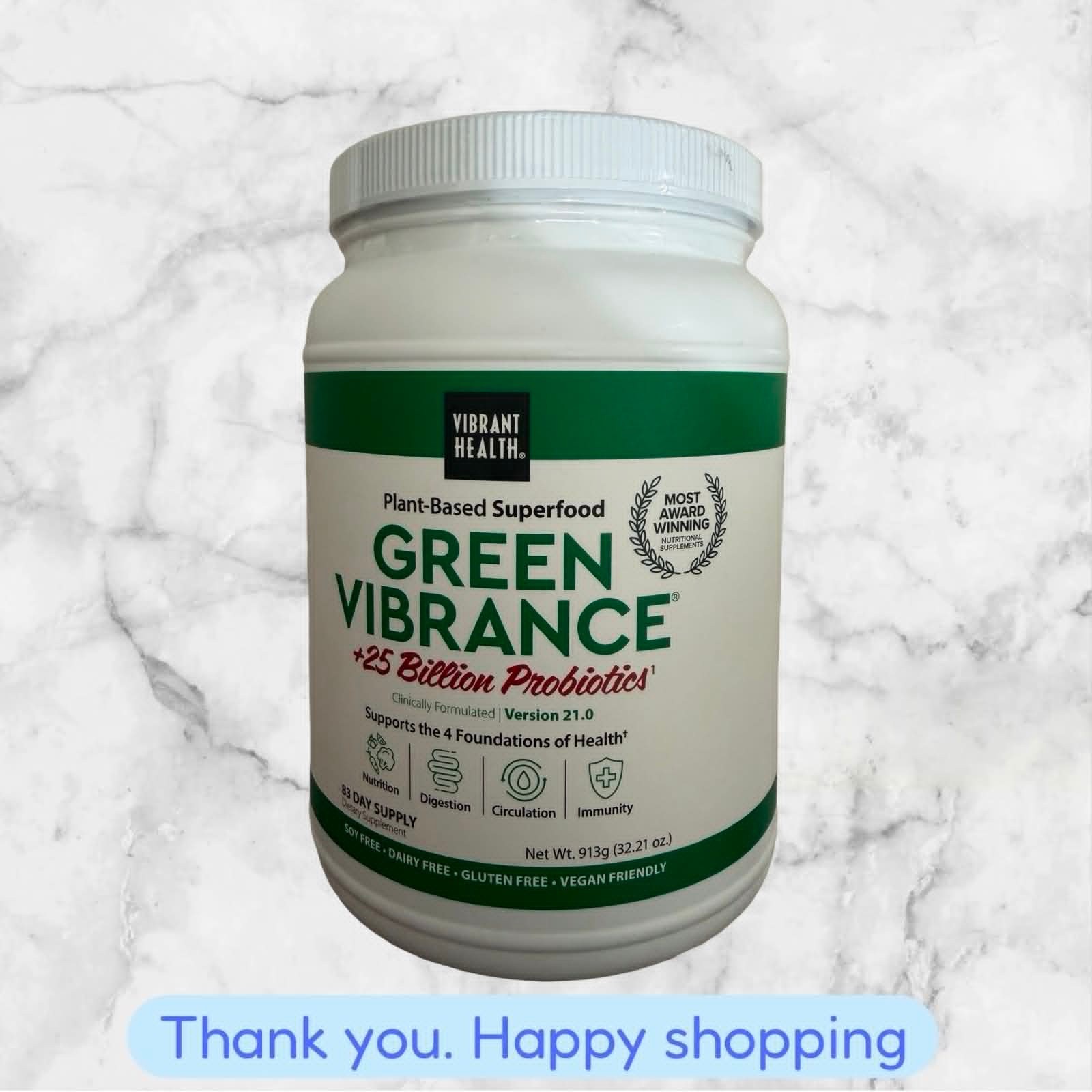 Vibrant Health Green Vibrance 32.21 oz 83 servings EXP2027+ NEW SHIPPING