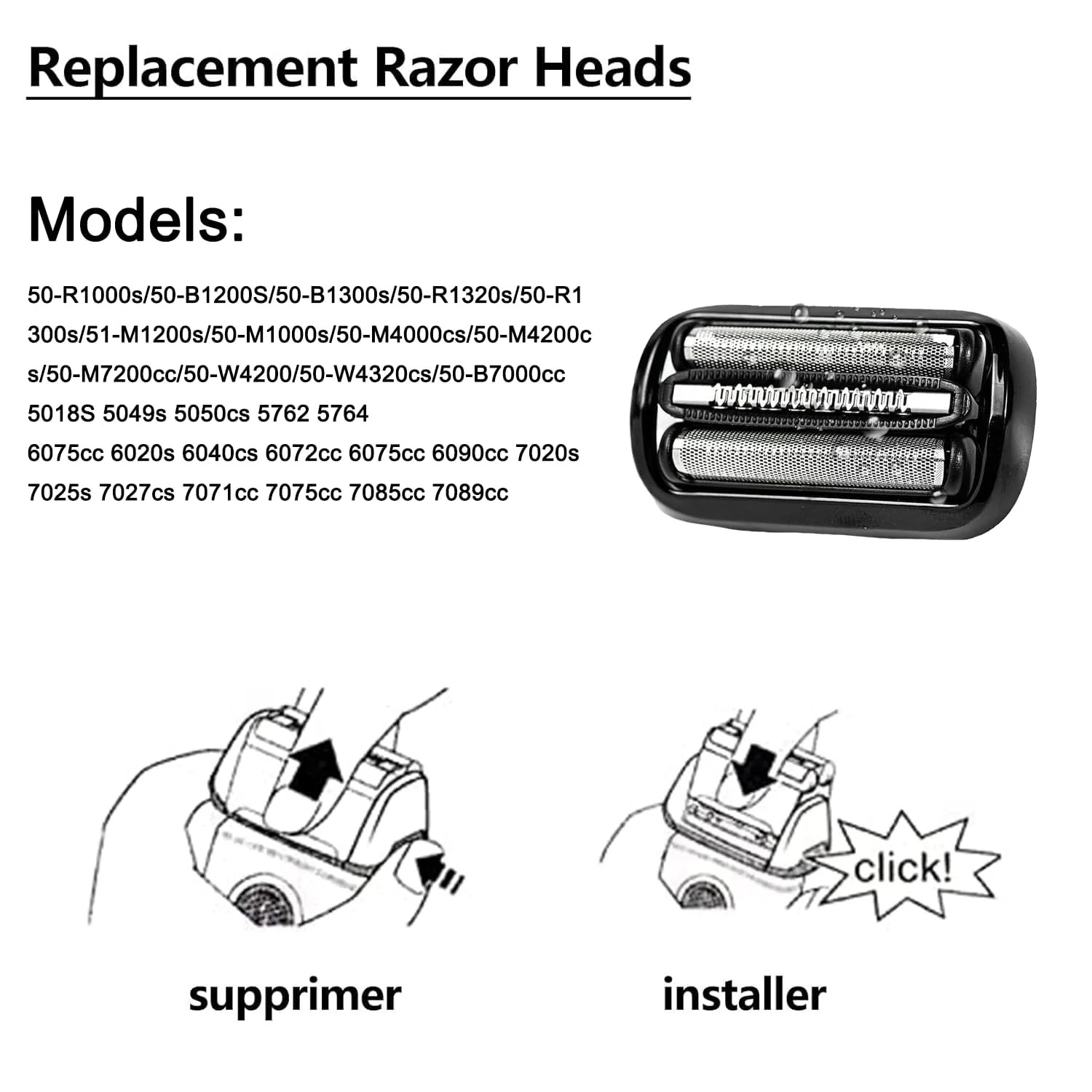 53B Replacement Head Compatible With Braun Series 5 6, 53B Wet and Dry Replaceme