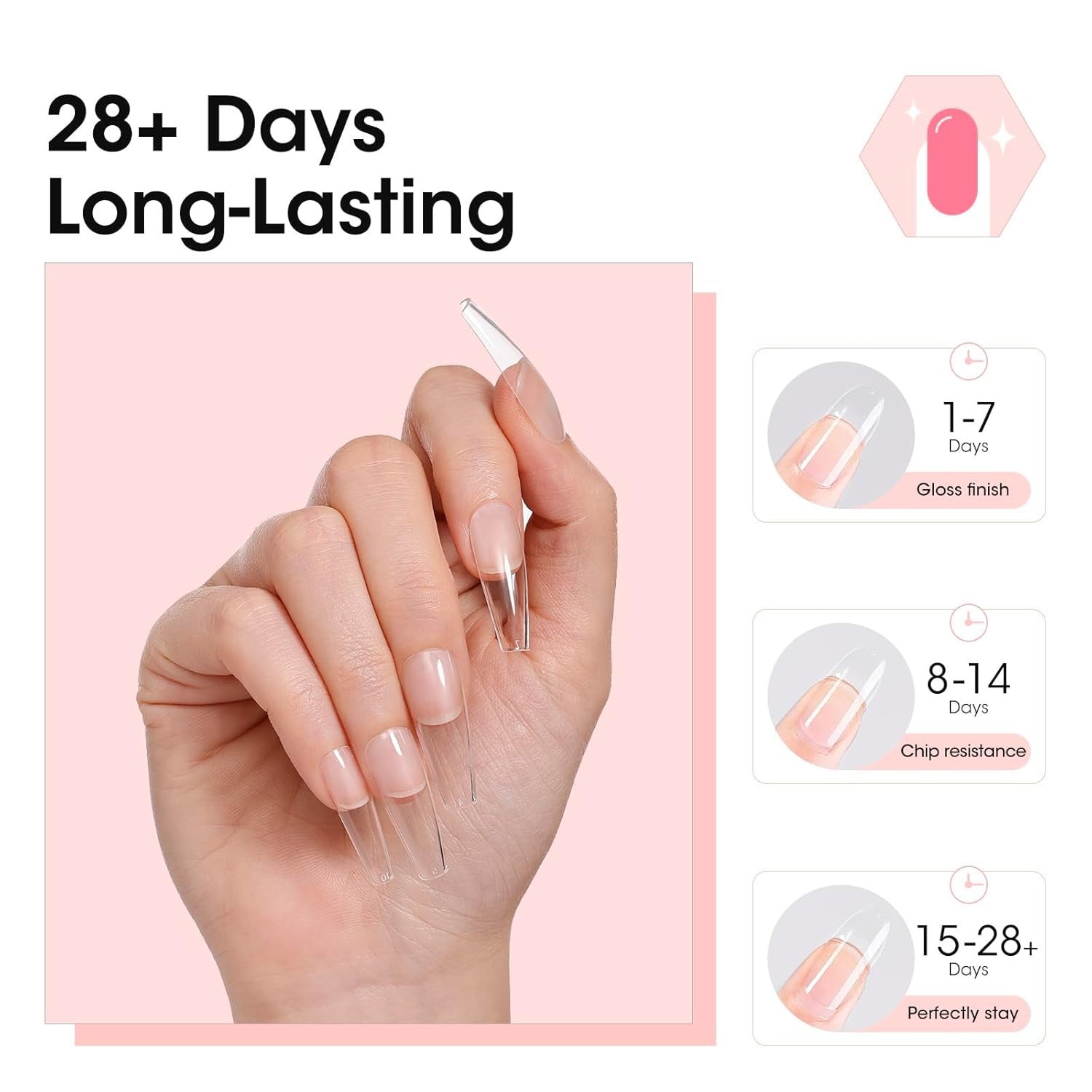 Solid Nail Glue Gel for False Nail Tips, Huge Capacity 15g Press on Solid Acr…