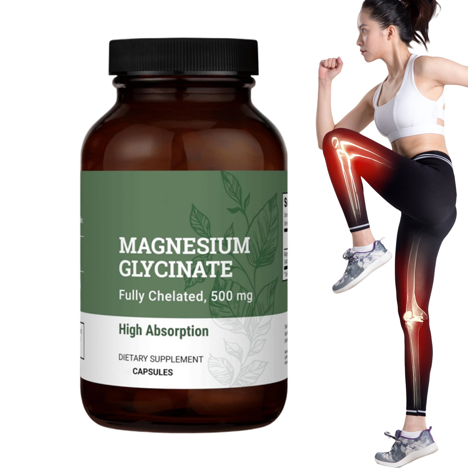 Ear-th Harmony Pure Chelated Magnesium Glycinate 500 mg – 120 Capsules