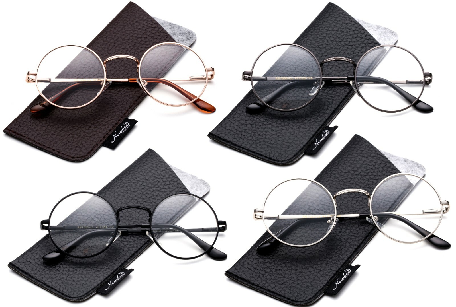 Circle Round Reading Glasses Metal Frame Slim Rim with Spring Hinge Vintage Read