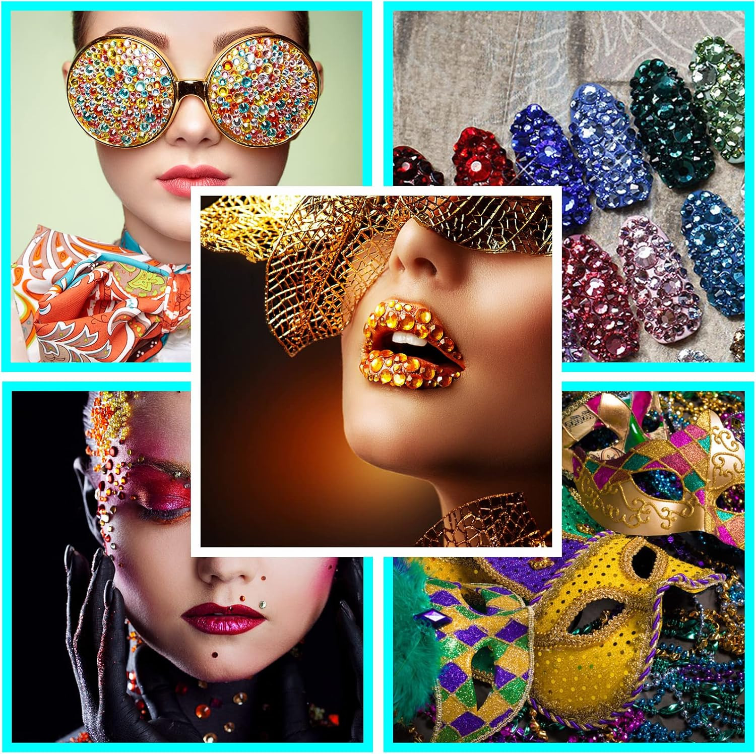 2310 PCS Self Adhesive Rhinestone Gem Stickers for Face Nail Body Makeup Festiva