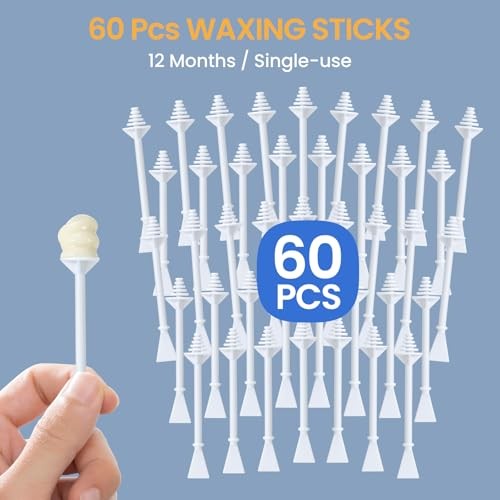 60 Pcs Nose Wax Sticks, Hair Wax Applicator with Disposable Spatulas for