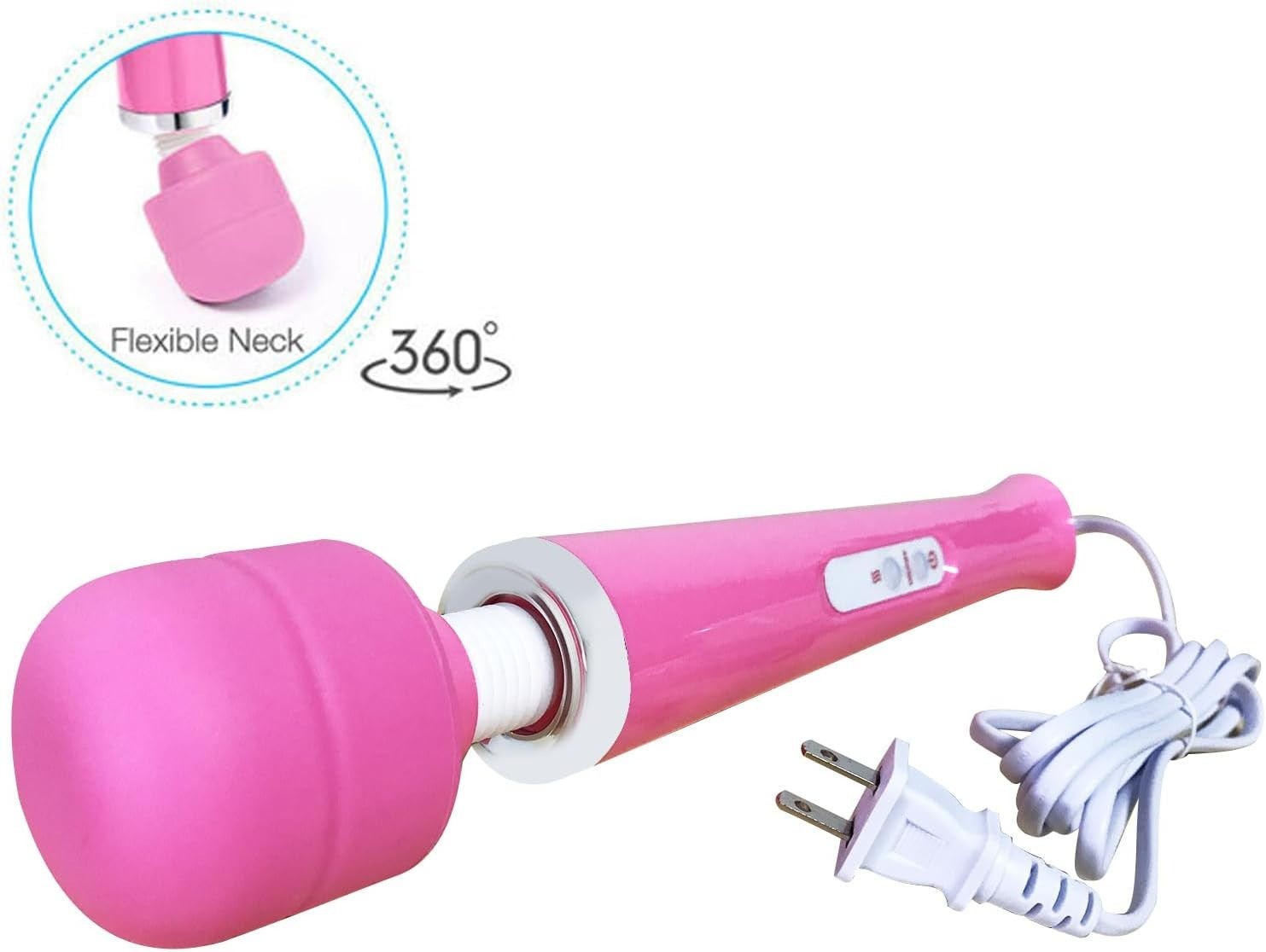 Handheld Electric Body Massager Wand Plug-in Corded Deep Tissue Full Body Pink