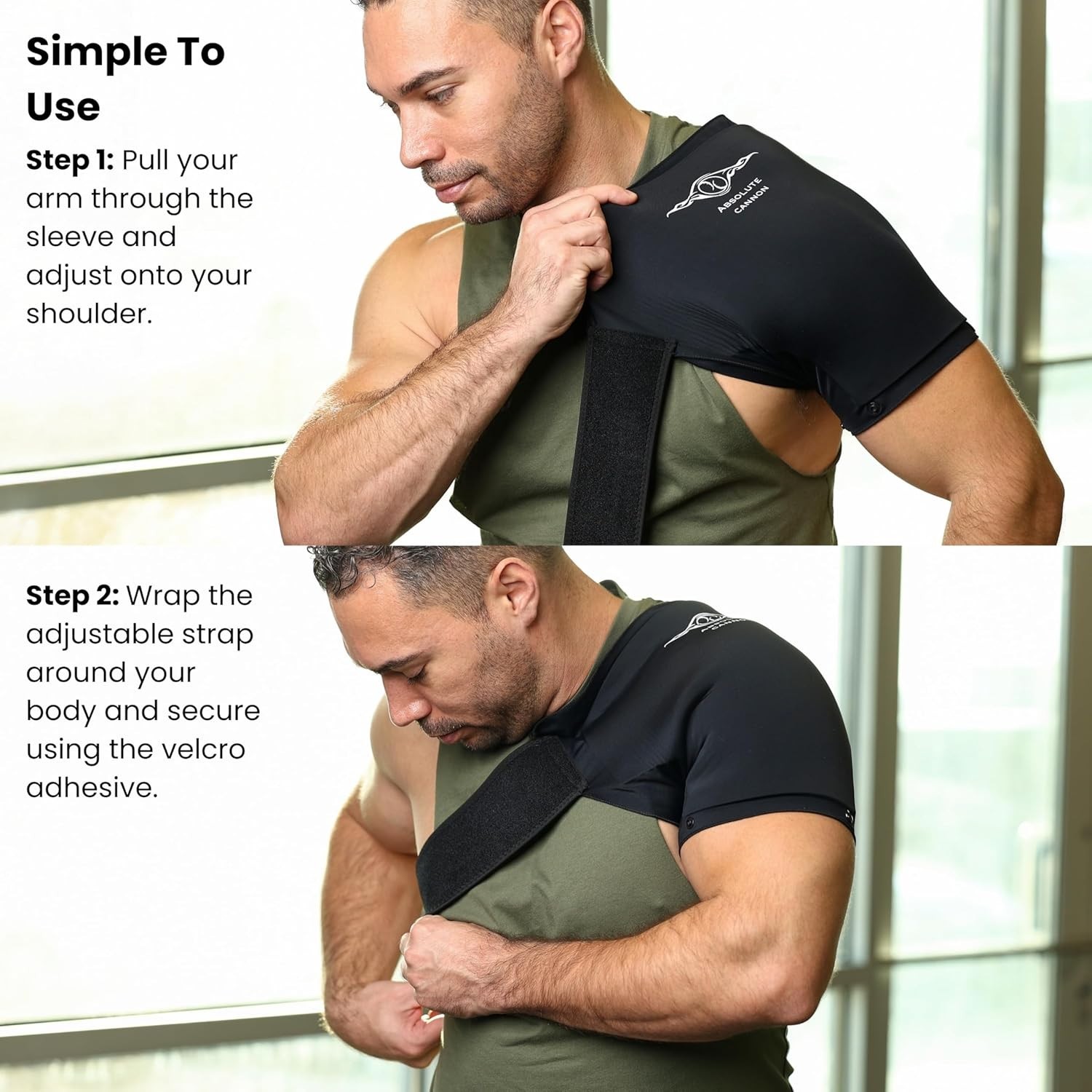 Adjustable Shoulder Brace Reusable Ice and Heat Therapy Sleeve: Left Right Arm
