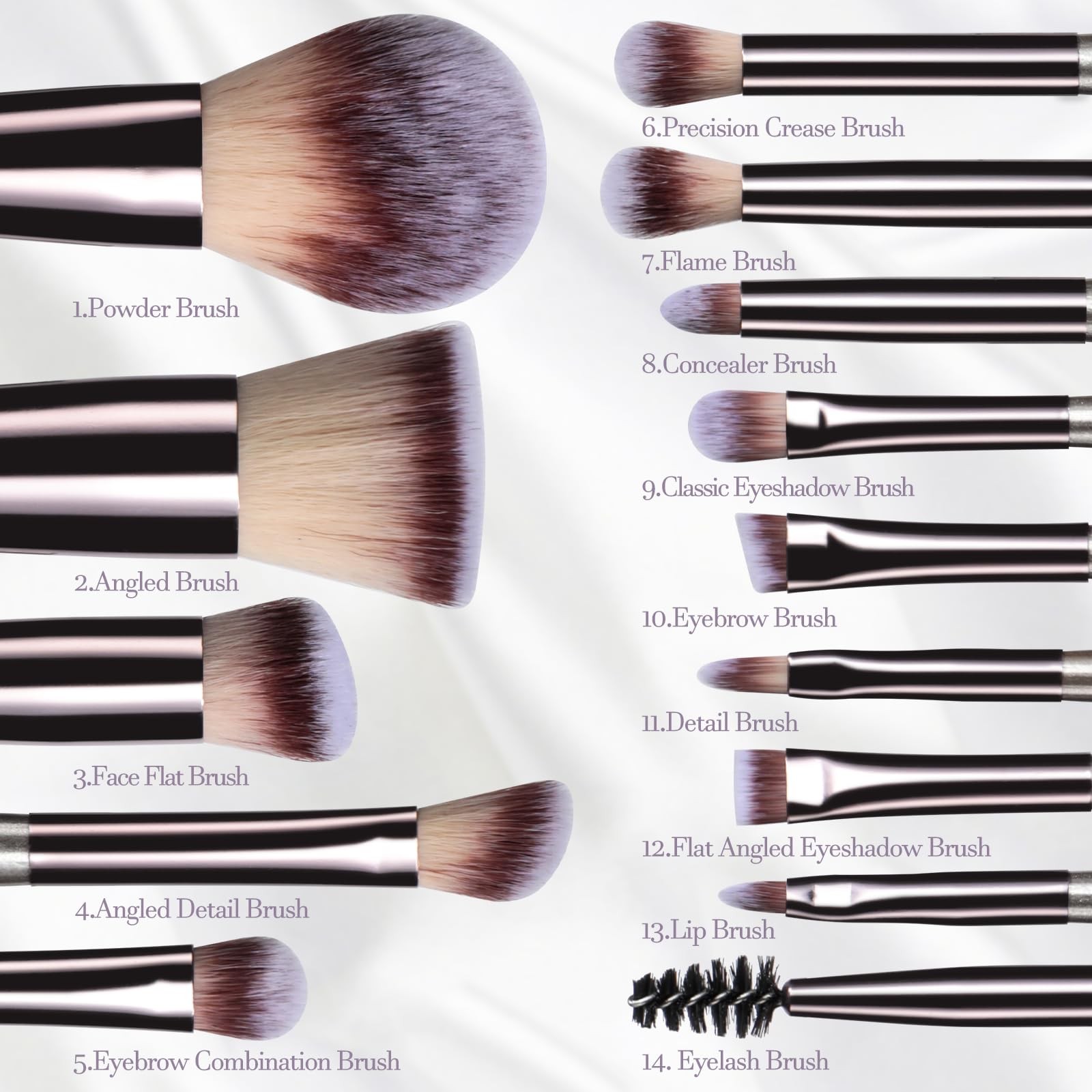 Travel Makeup Brush Set BS-MALL14 PCS Professional Brushes Champagne