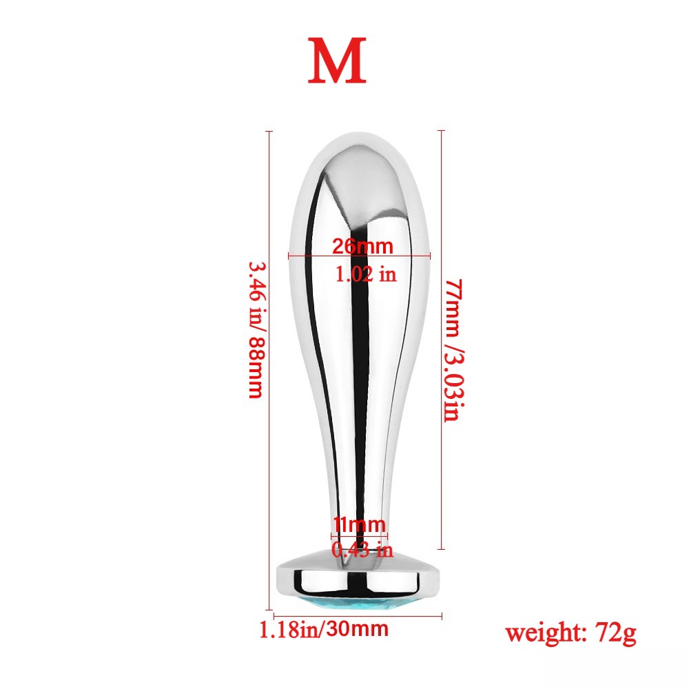 Metal Plug Trainer Round Gem Bottom Prostate Massage 3-Sizes Role-playing