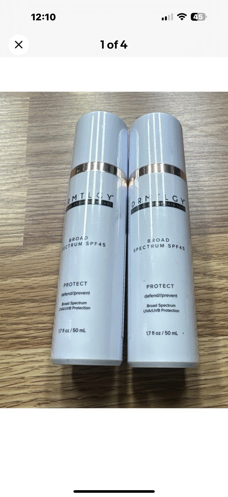 2 X DRMTLGY Broad Spectrum SPF 45 PROTECT – 1.7 fl oz – EXP 11/26