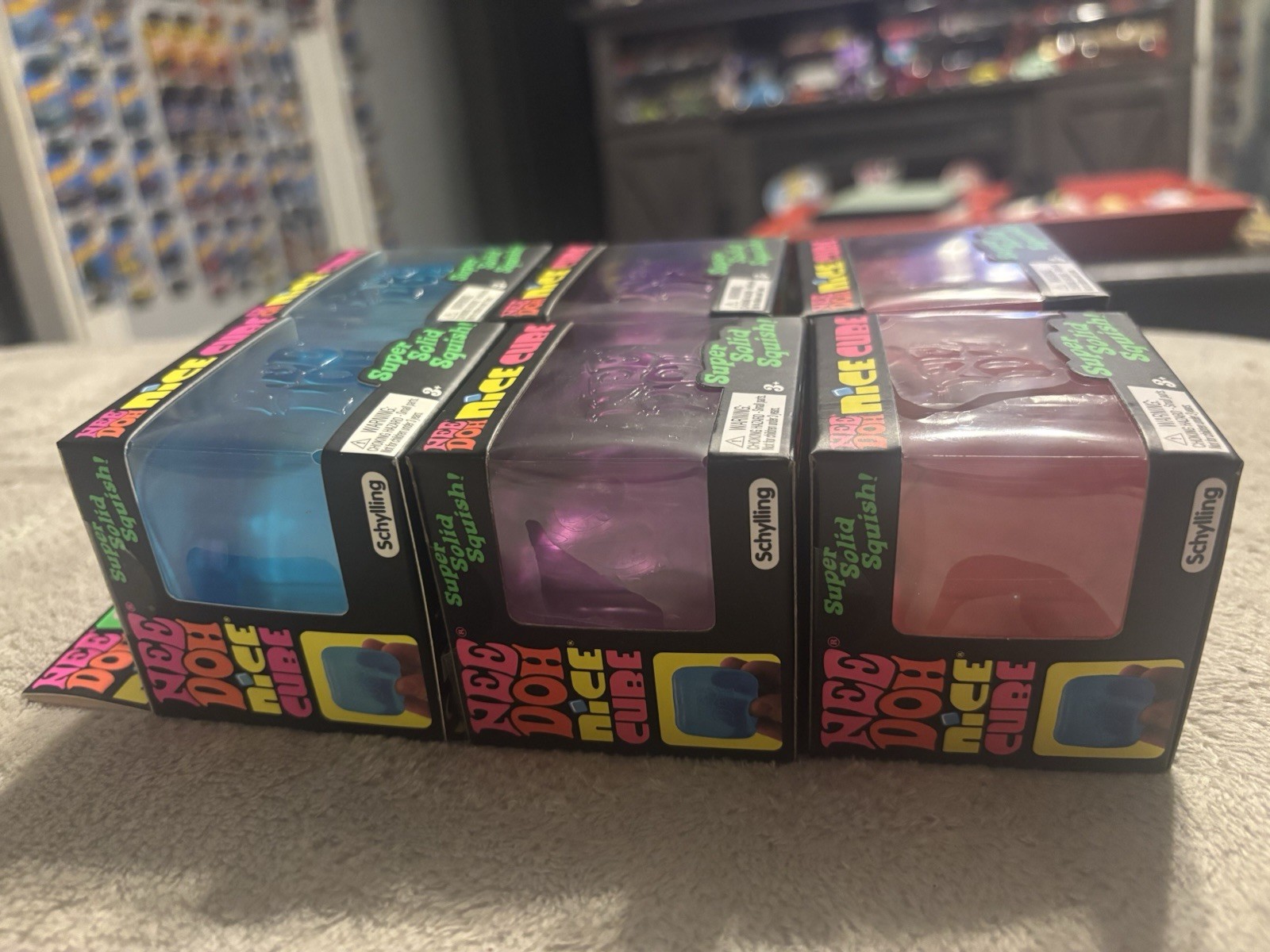 Schylling NeeDoh Nice Cube Super Solid Squish Gel Squeeze Ball 3in Lot of 6