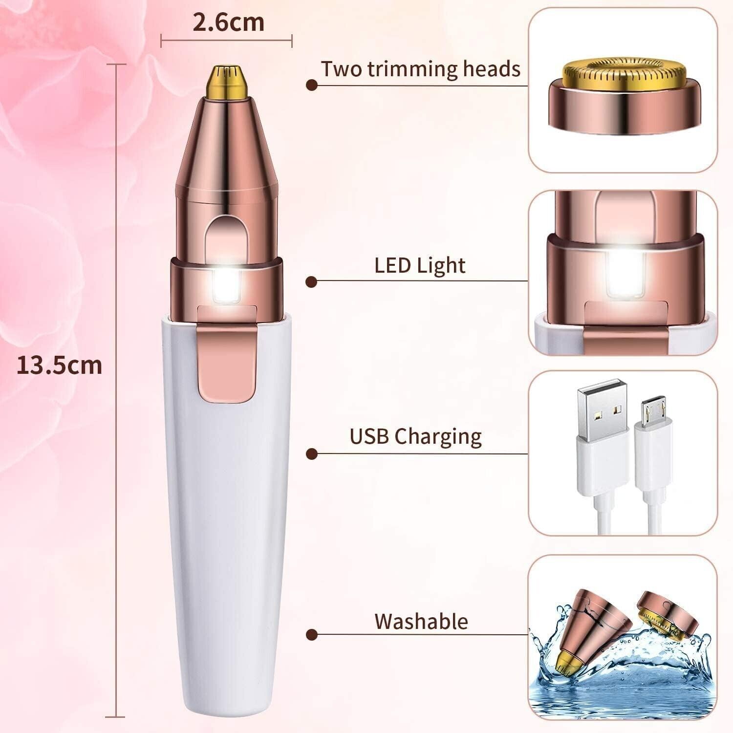 2in1 Facial Hair Removal Women Electric Remover Eyebrow Trimmer Shaver Epilators