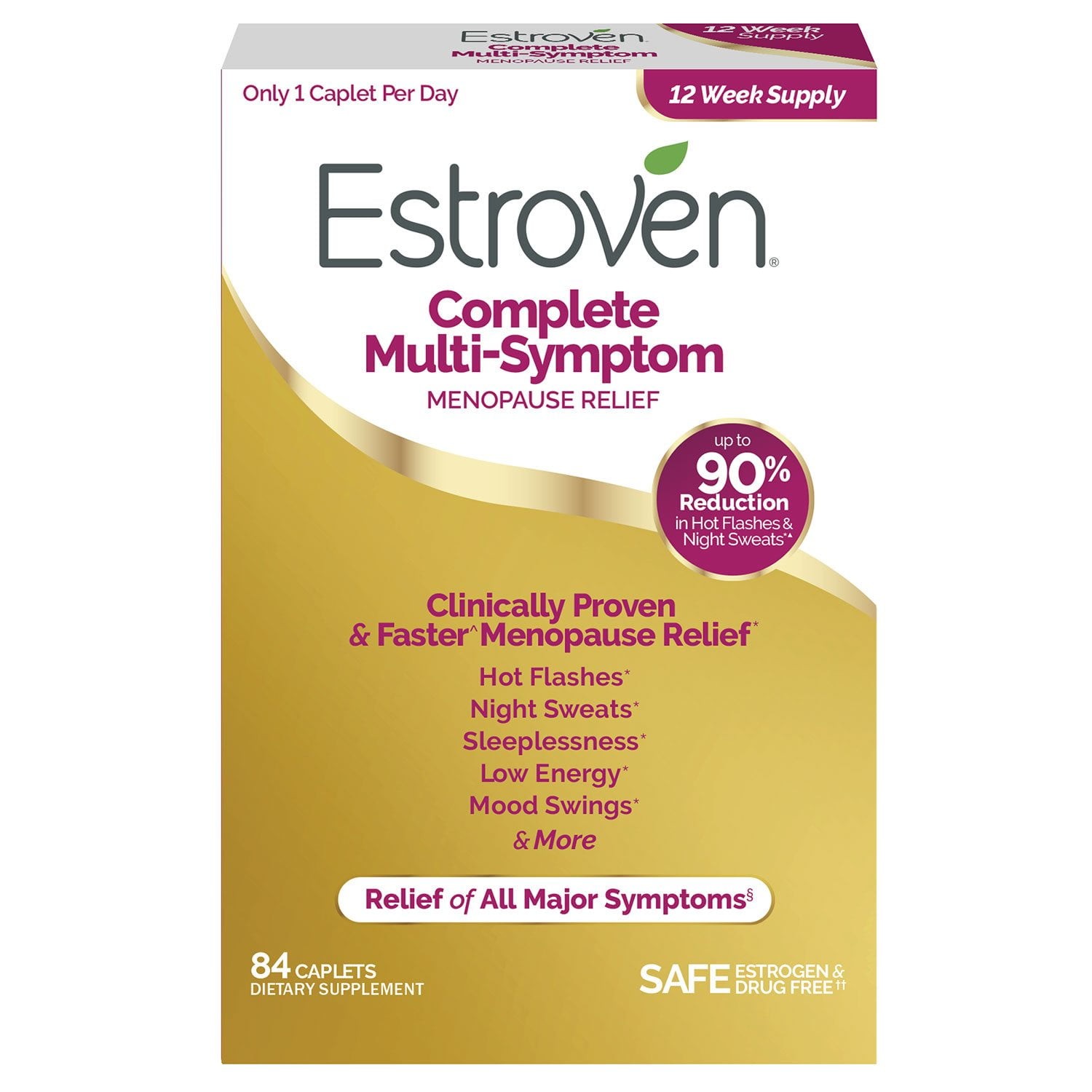 Estroven Complete Multi-Symptom Menopause Relief Caplets no MSG and Gluten-free