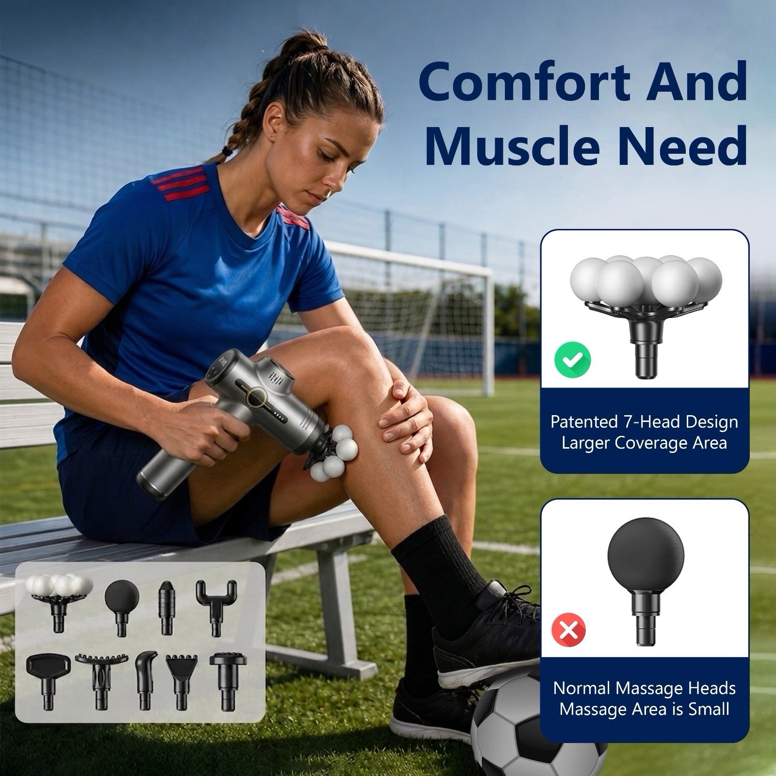 THT Deep Tissue Massage Gun – Grey With 9 Heads