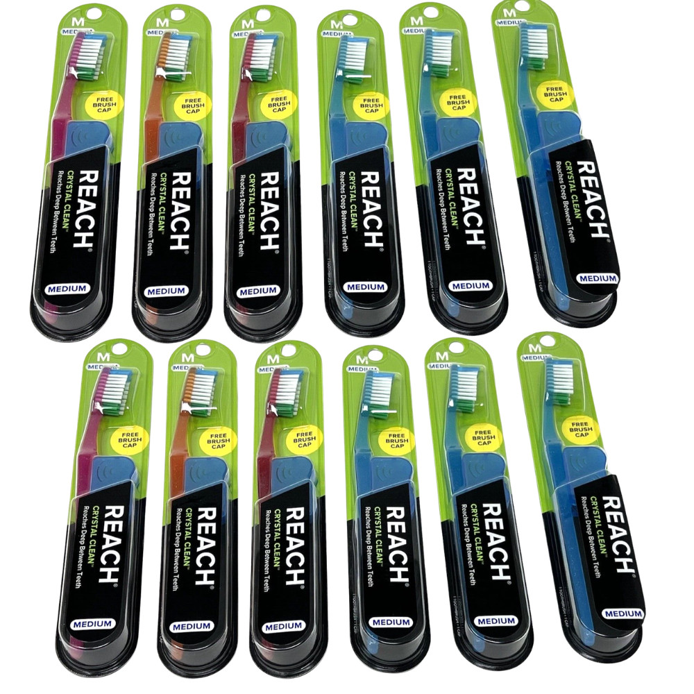 12 Reach Toothbrush Crystal Clean Medium Bristles Toothbrushes – FREE SHIPPING