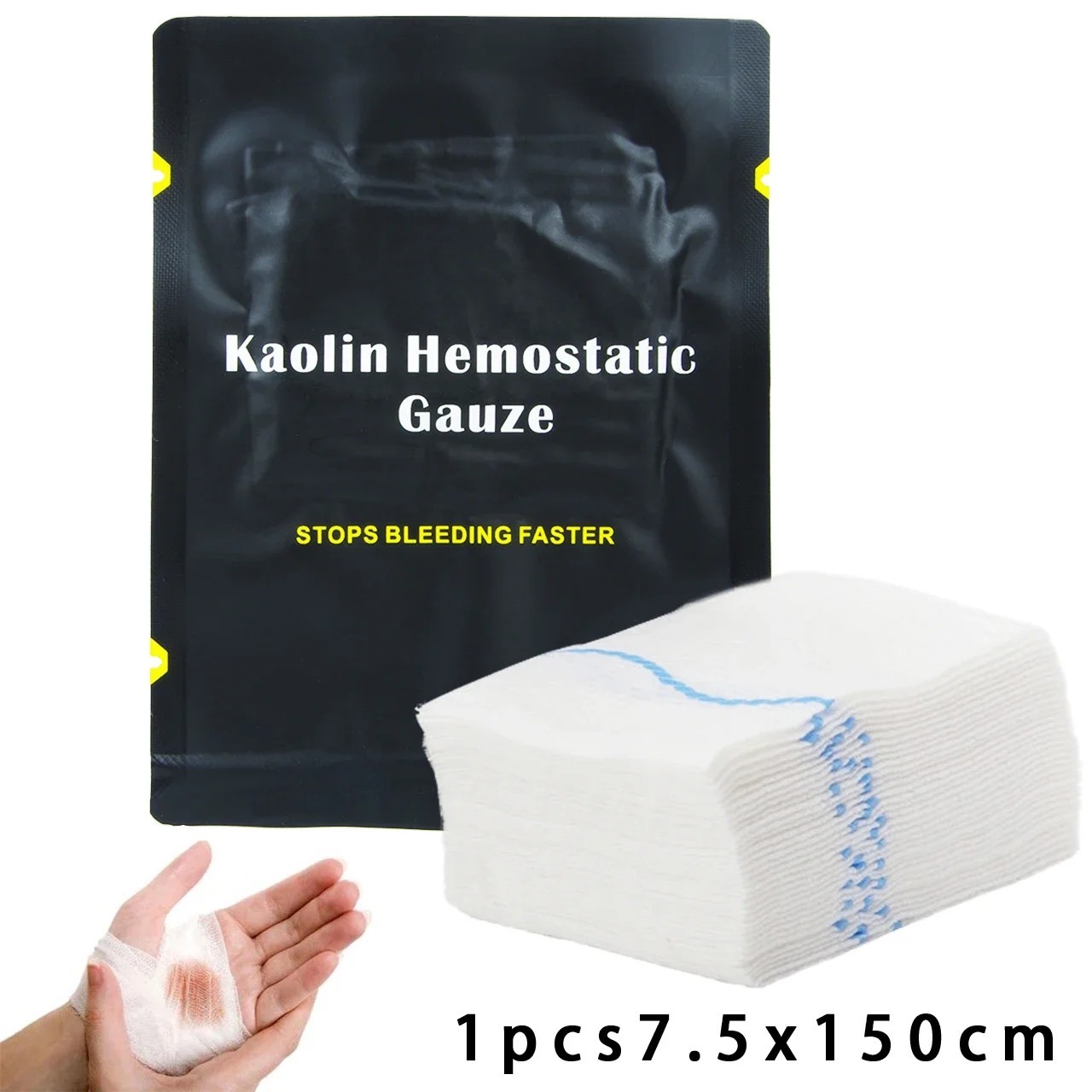 Hemostatic Kaolin Gauze Z Fold Trauma Dressing First Aid Emergency Bandage