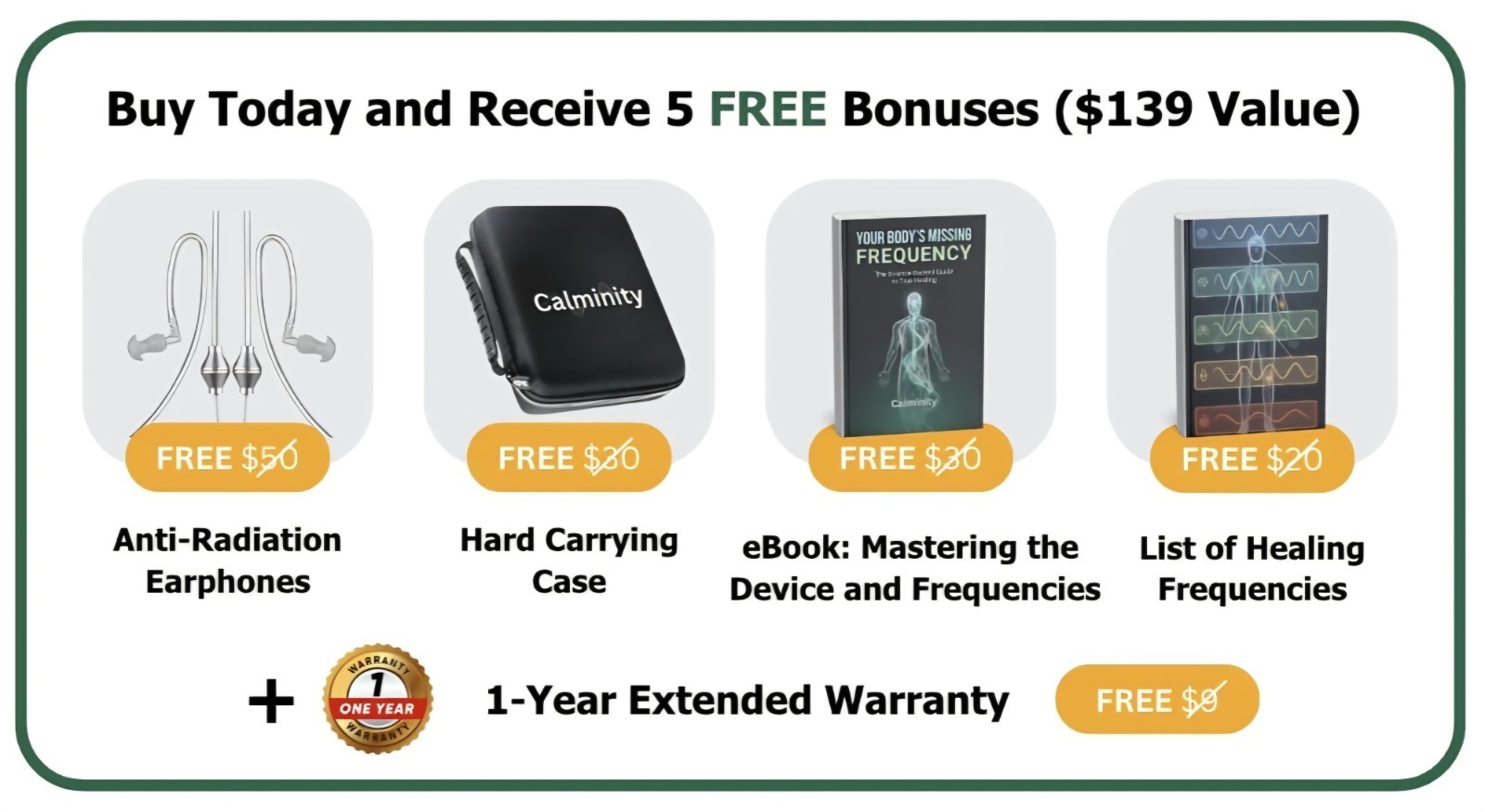 Calminity Bio-Healing Frequency Generator NEW Money Back Guarantee Meditation Hz