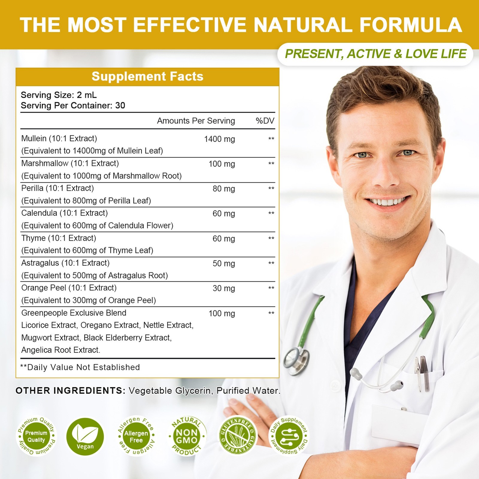 1-5Packs Mullein Drops for Lungs, Detox and Cleanse Mullein Extract Supplement