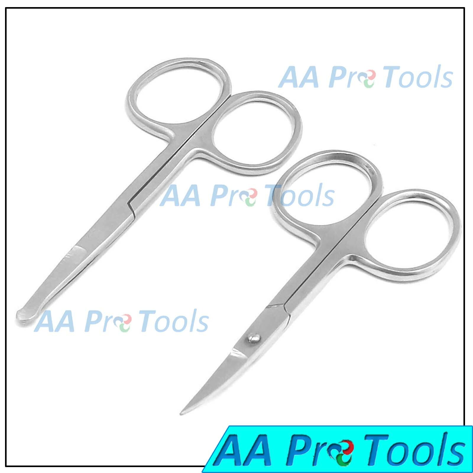 2-PCs Facial Hair Scissors For Men Beard Mustache Nose Hair Trimming