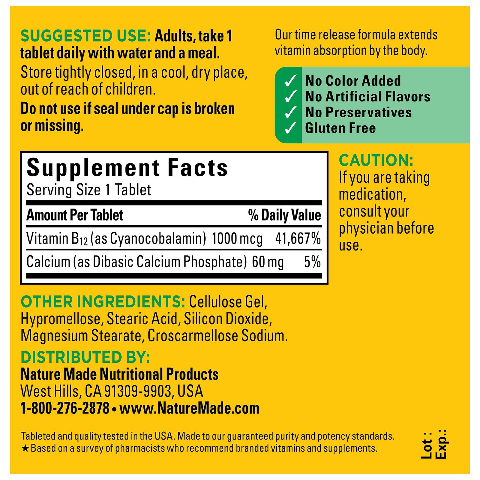 Nature Made Vitamin B12 1000 mcg Time Release Tablets 75 Count Energy Support