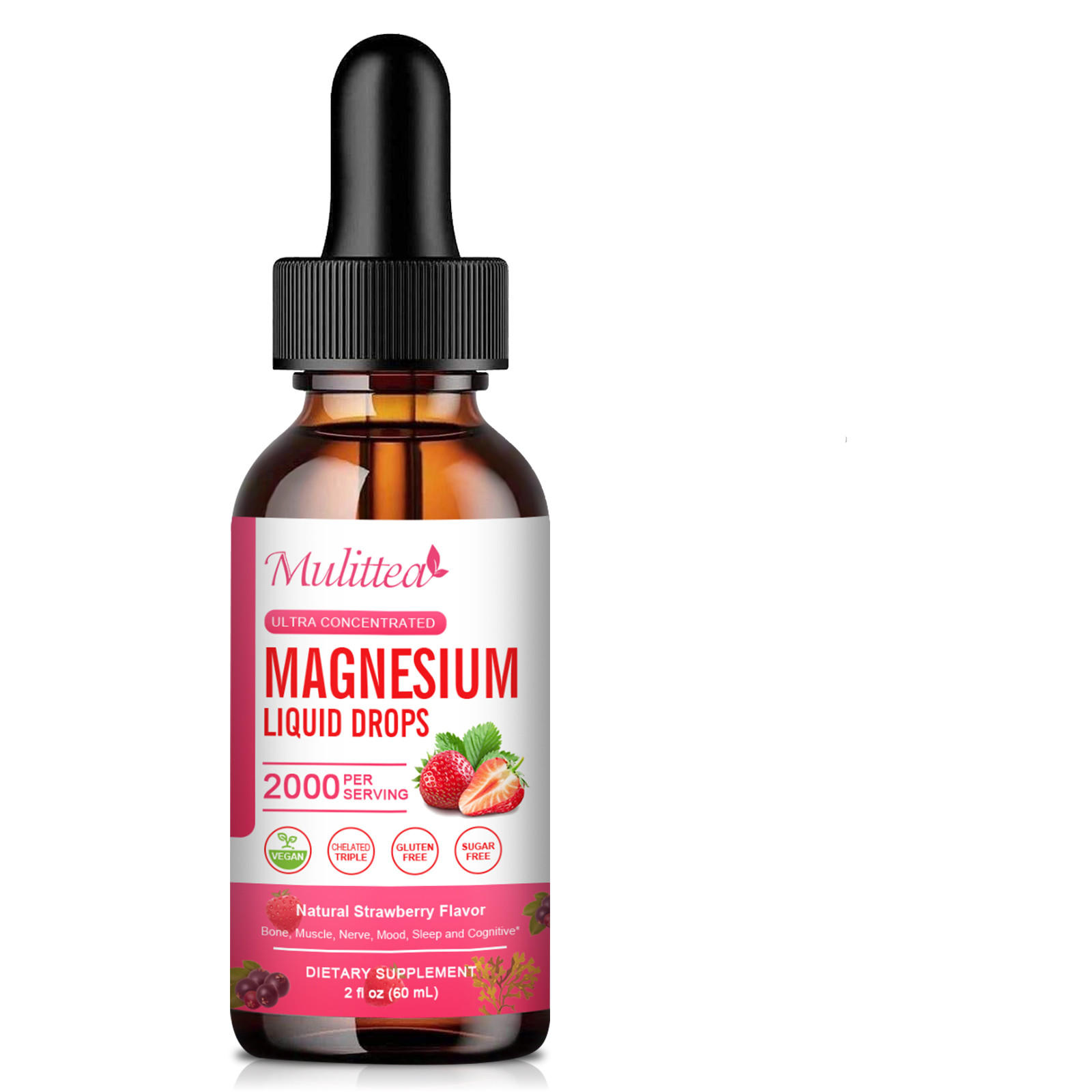 Magnesium Liquid Drops 2000mg for Restful Sleep & Stress Relief Sugar Free