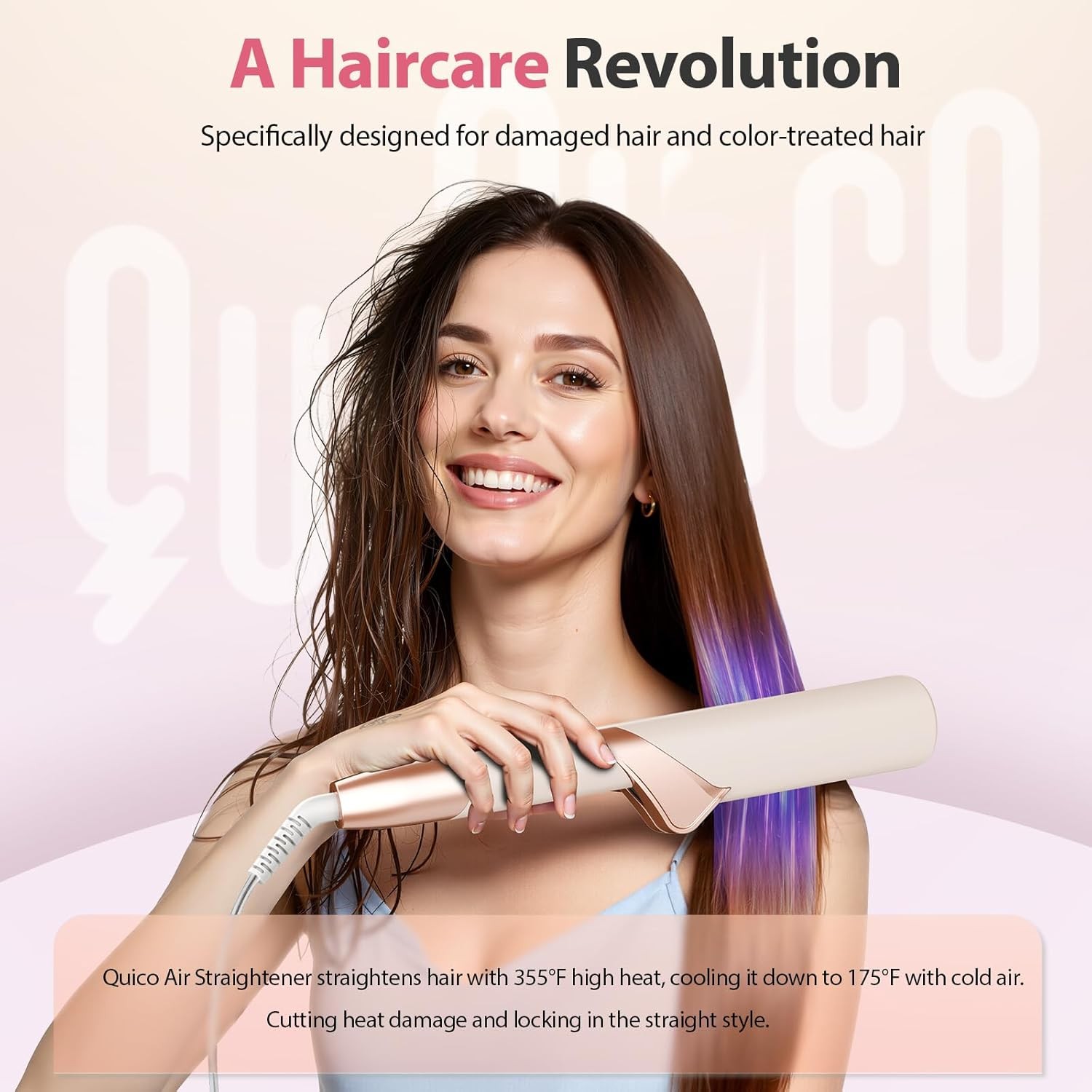Upgraded Hair Air Straightener, Quico Dual Voltage High-Speed Airflow 2 in 1 S
