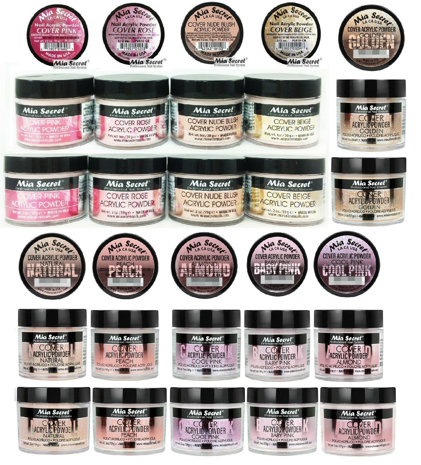 Mia Secret COVER Acrylic Powder – CHOOSE YOUR COLOR & SIZE