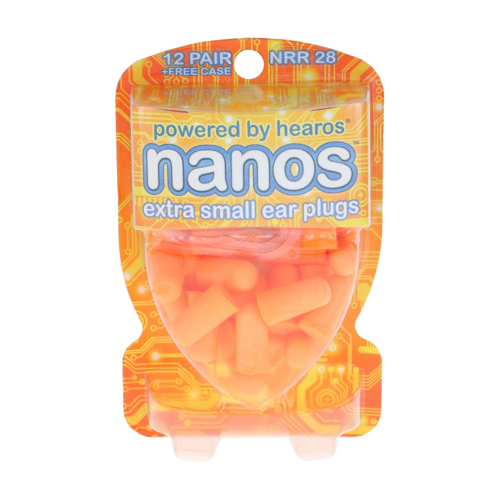 Hearos Nanos Extra Small Ear Plugs, NRR 28, 12 Pair, Orange (5890)