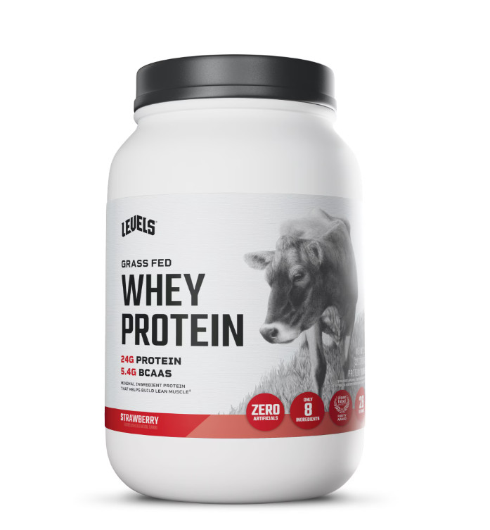 Levels Grass Fed Whey Protein Strawberry 2lb 24g Protein