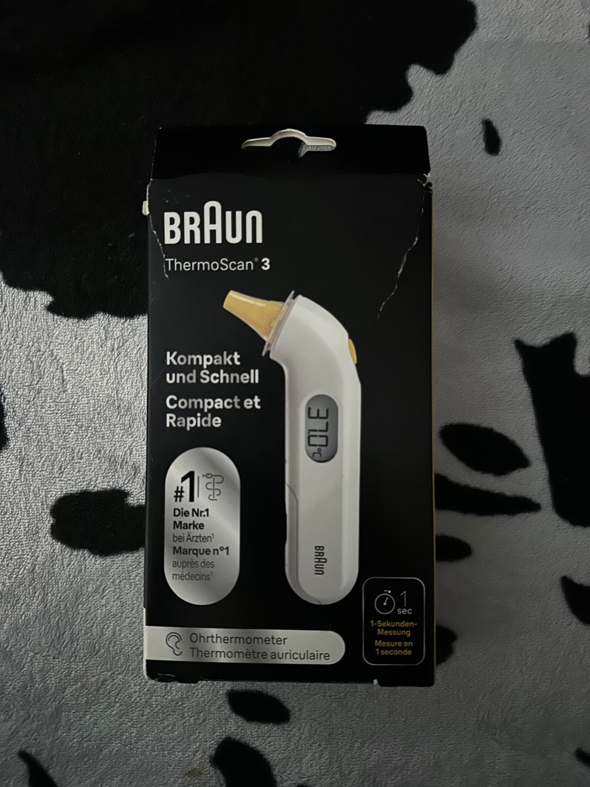 Braun ThermoScan 3 Ear Thermometer, Fast 1 Second Measurement, Audio Fever Indic