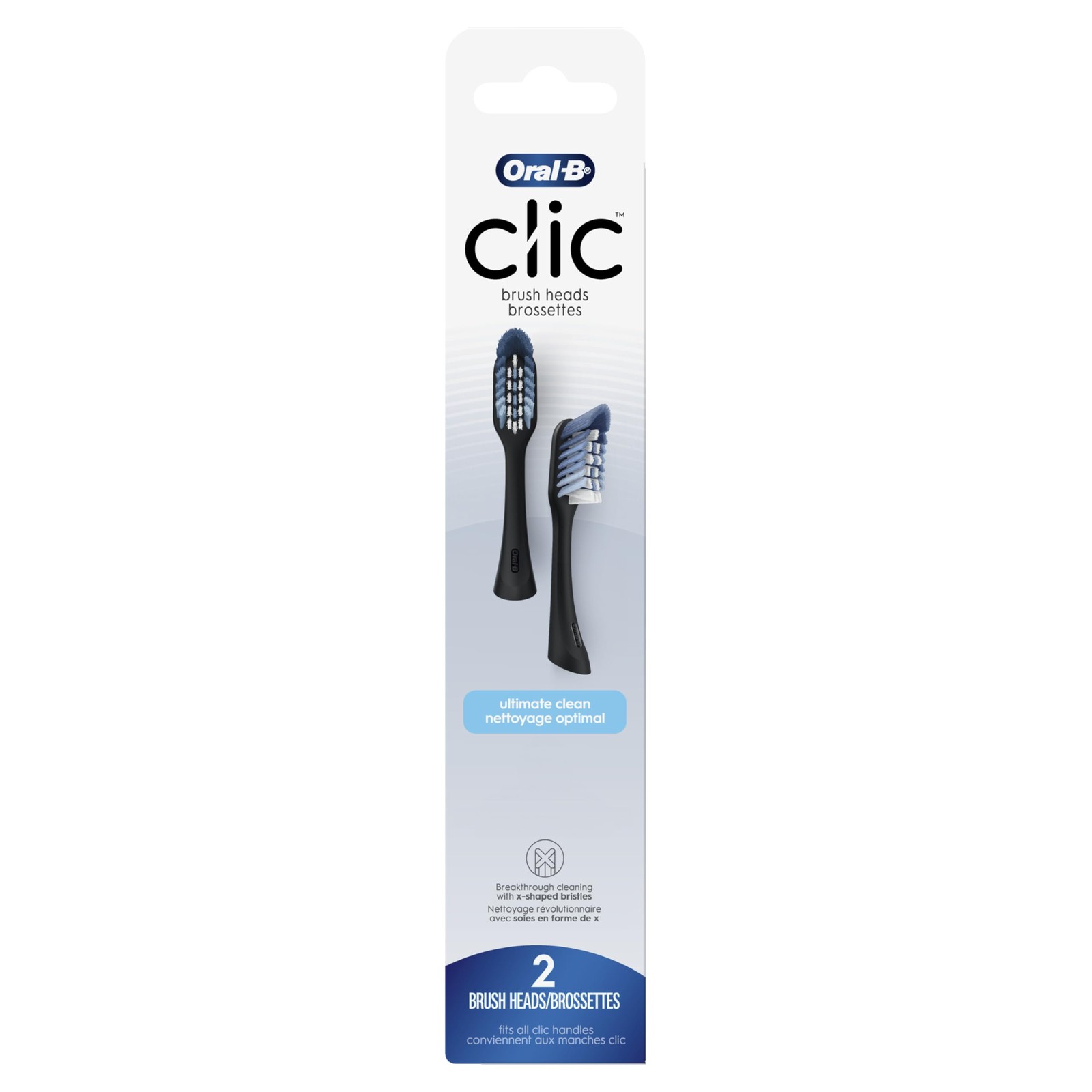 Oral-B Clic Toothbrush Replacement Heads, 2 Count 1 (Pack of 2), Black