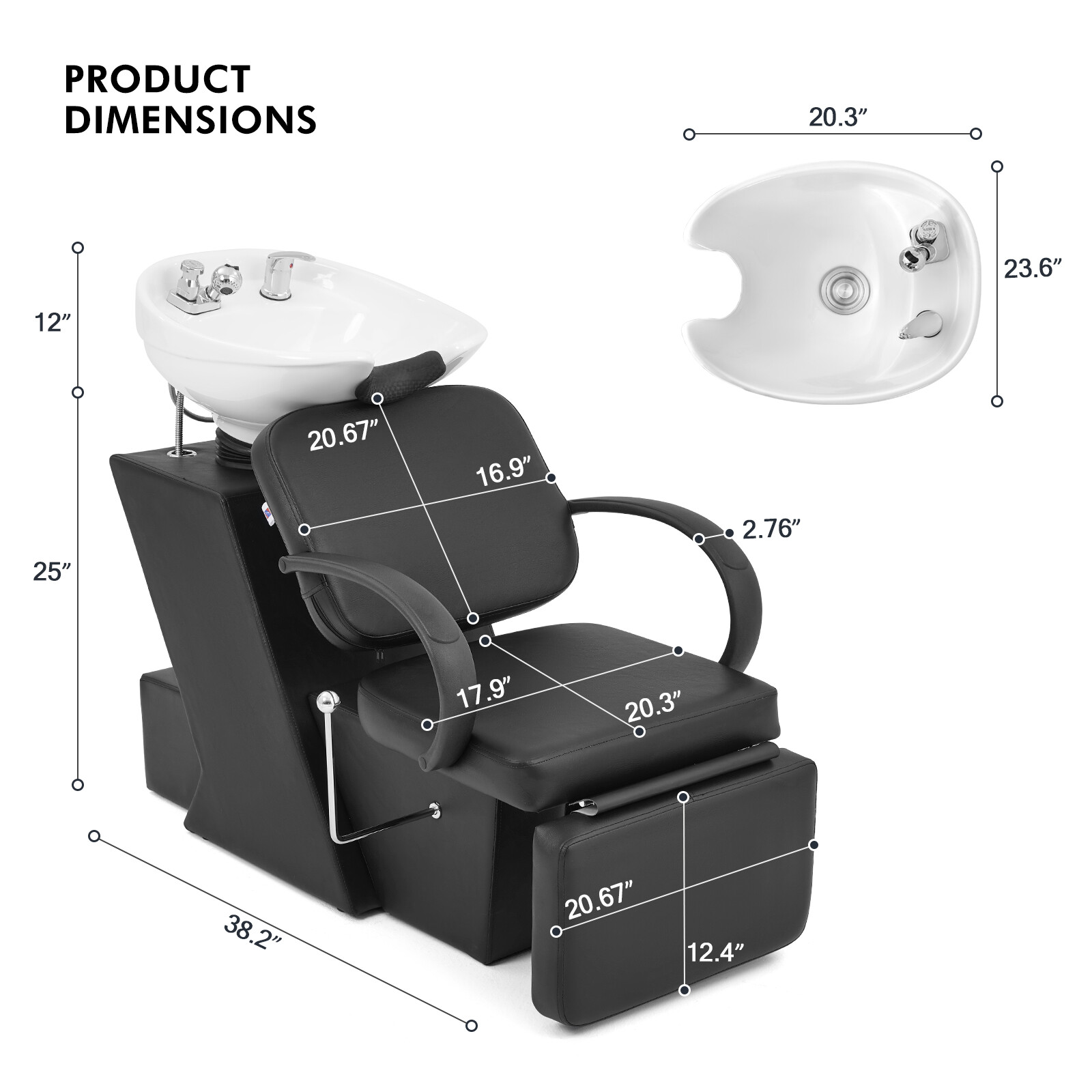 Artist Hand Backwash Units Shampoo Chair Ceramic Bowl Sink Barber Salon Station
